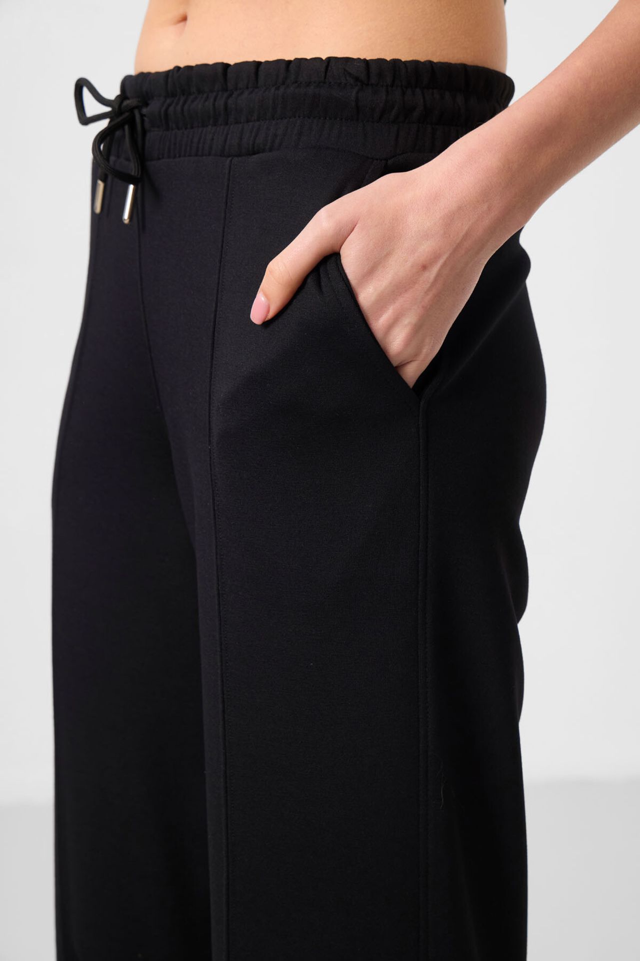 TOMMY Textured Wide Leg Palazzo Pants with Drawstring Waist 4