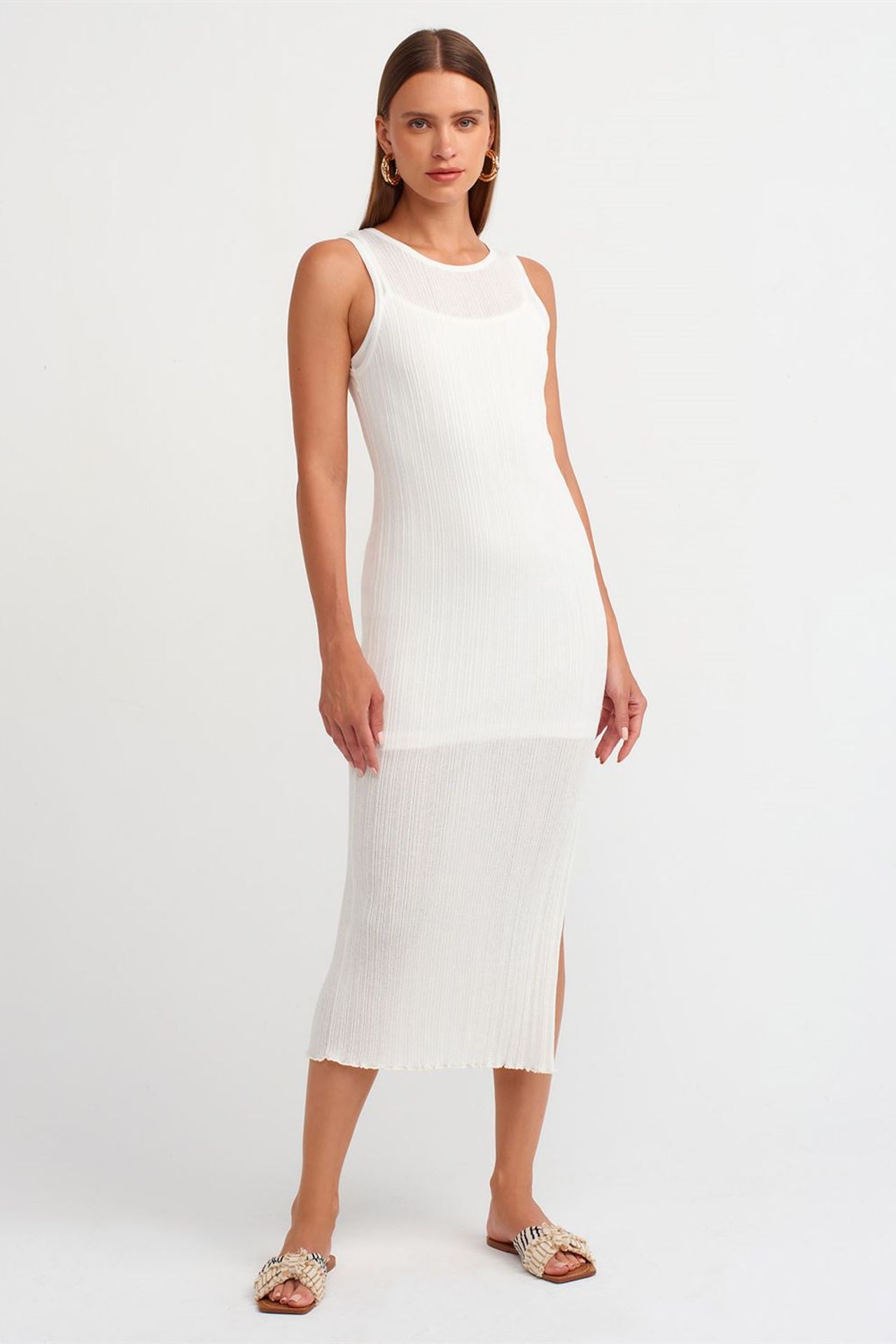 DILVIN Ribbed Sleeveless Bodycon Midi Dress 3