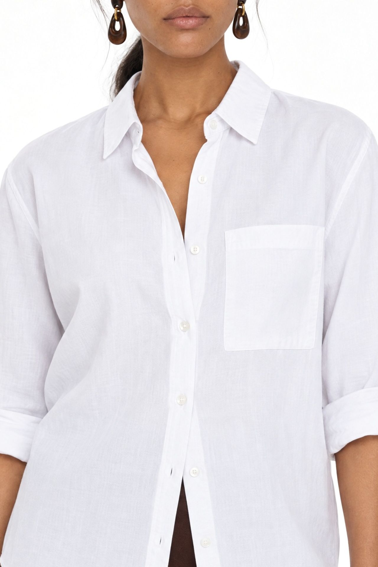 Mixray Long Sleeve Button-Up Shirt with Pocket 4