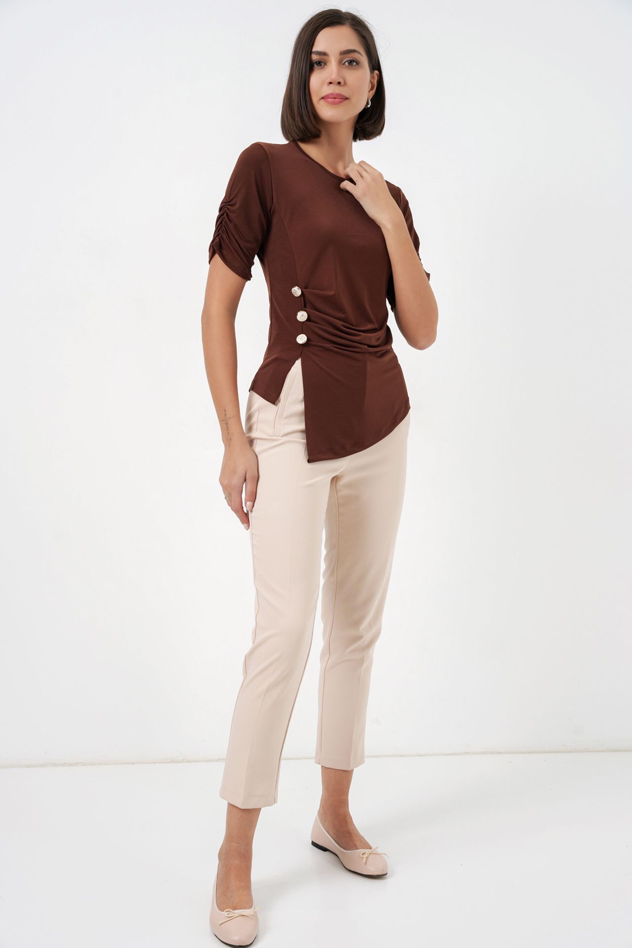 BDART Crew Neck Buttoned Blouse 2