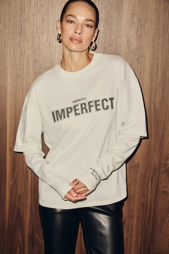 GRIMELANGE Printed Long Sleeve Crew Neck T-Shirt