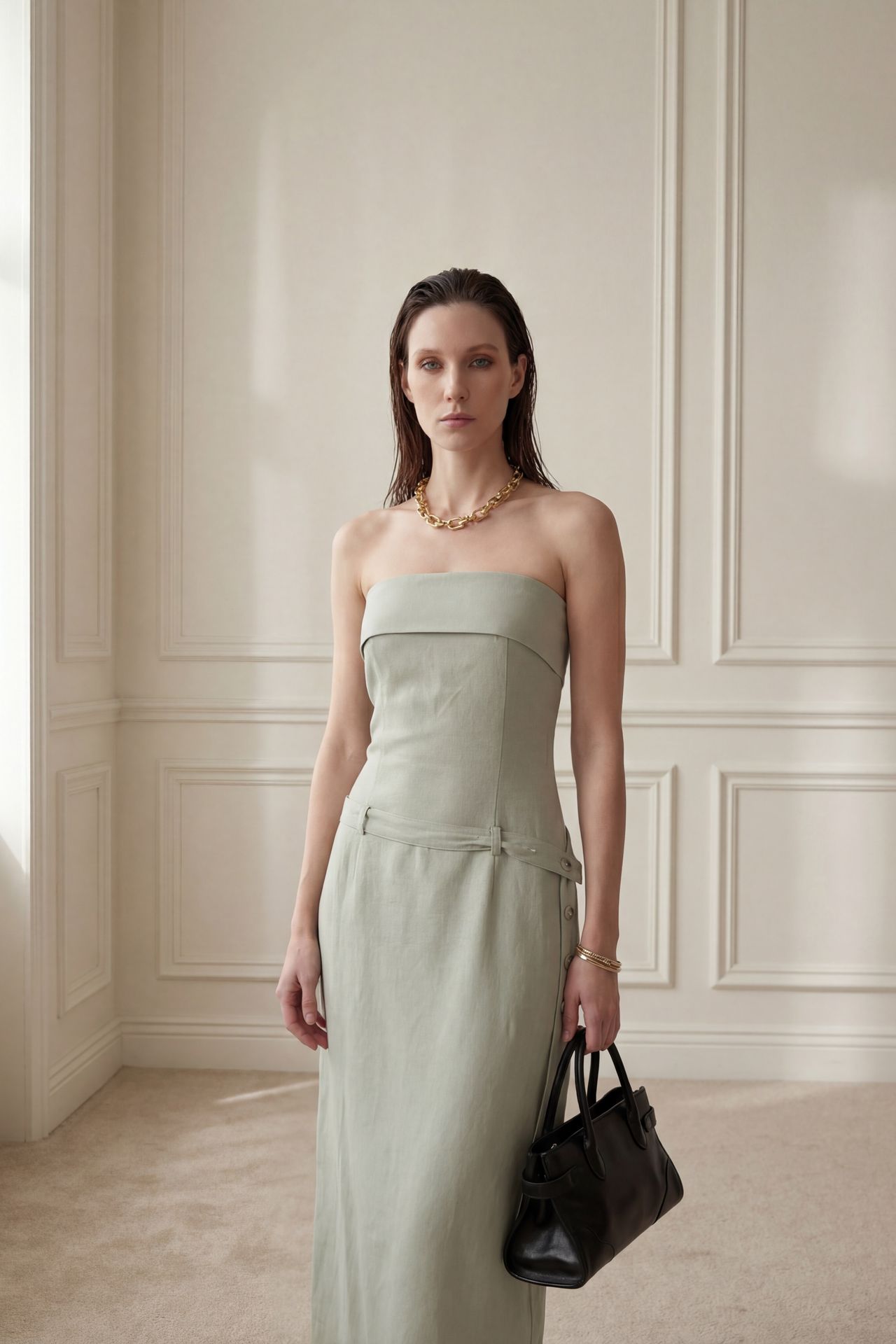 MY FASHION Strapless Maxi Dress with Belt 5