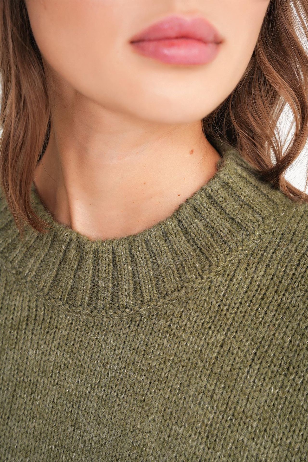 Mixray Oversized Ribbed Knit Sweater with Crew Neck