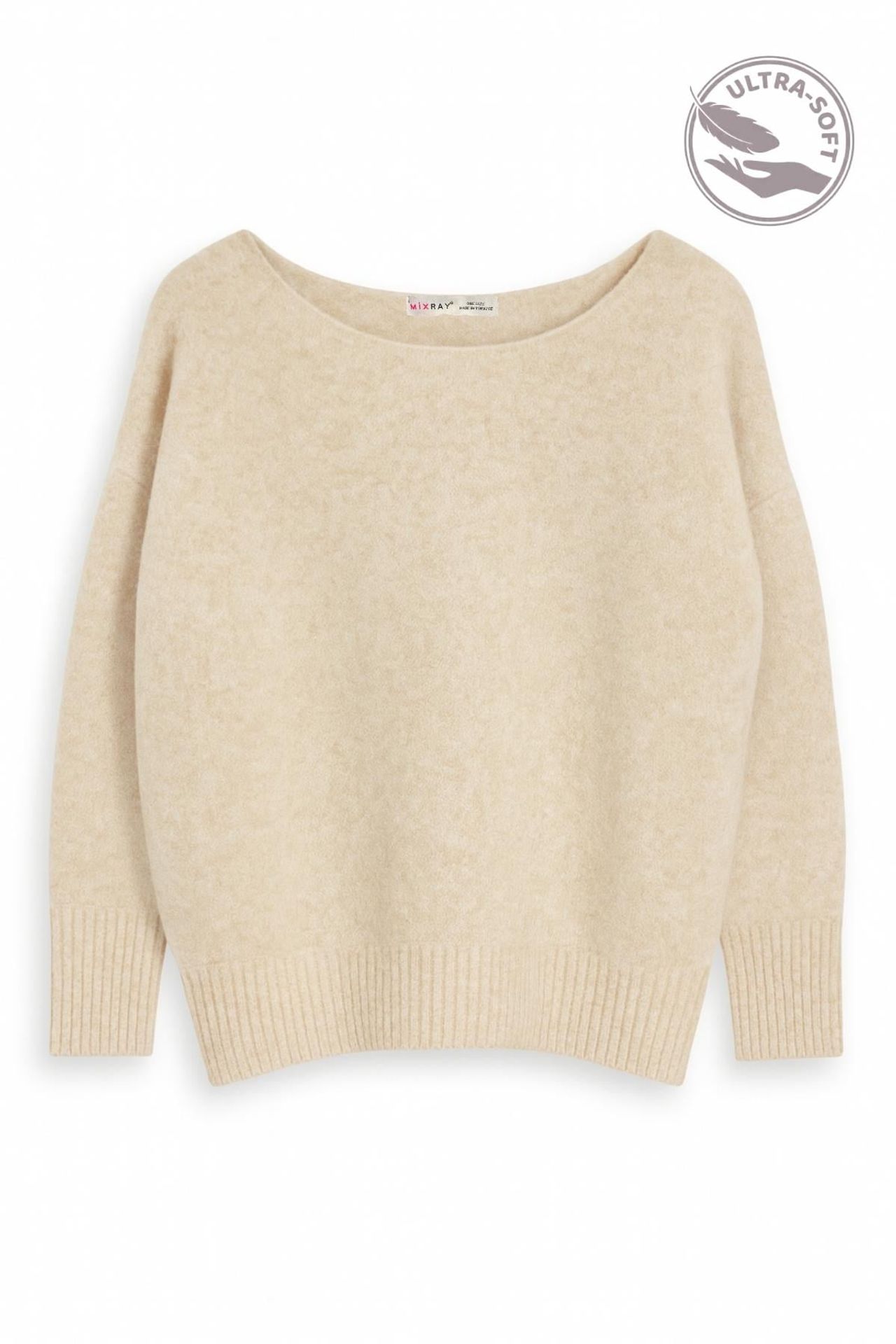 MIXRAY Oversized Boat Neck Knit Sweater 3