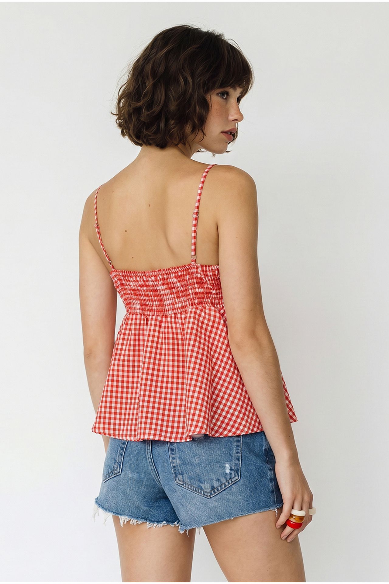 LUCCI Cotton-Blend V-Neck Cami Blouse With Bow Detail 4