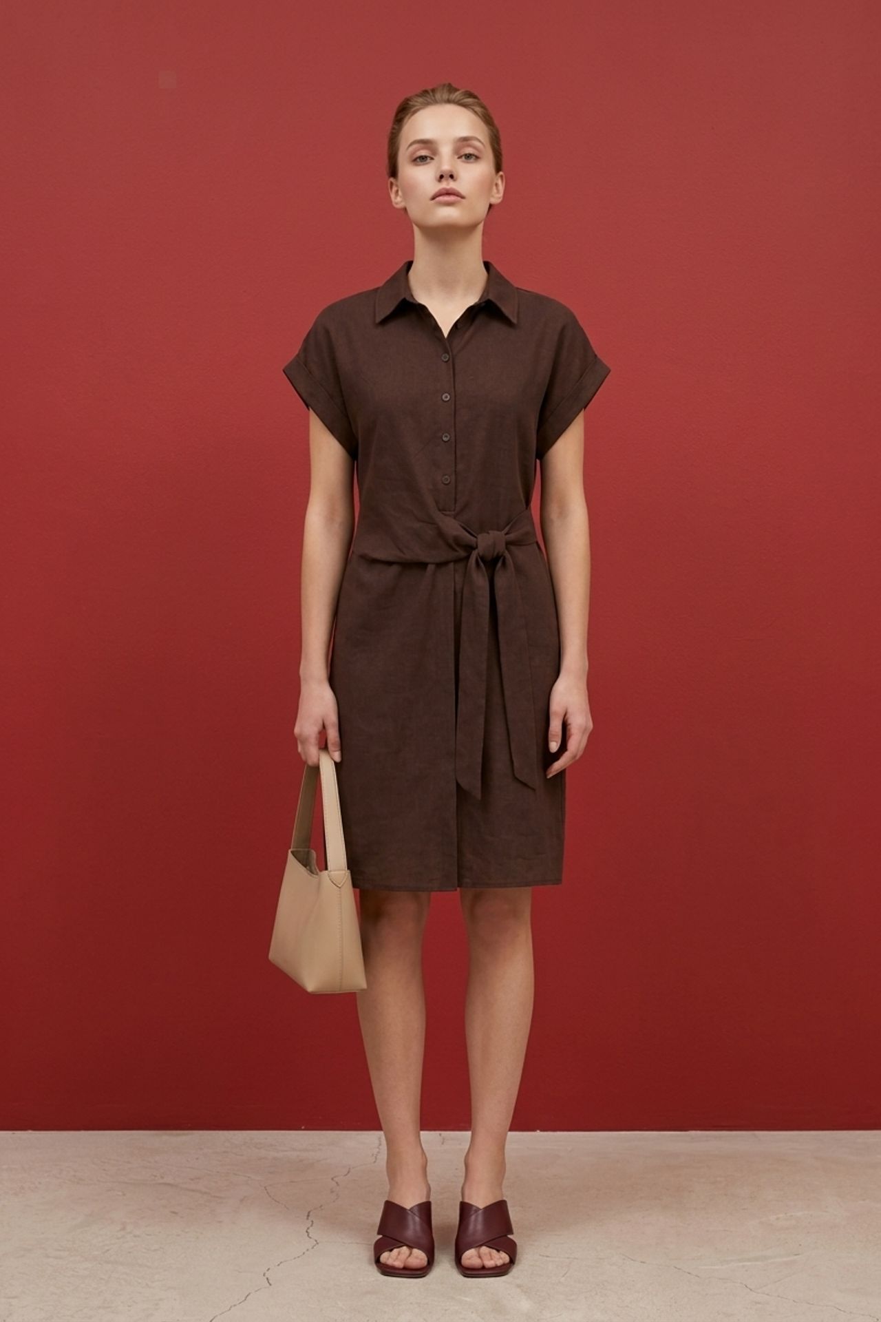 MY FASHION Cotton Poplin Mini Shirt Dress 1