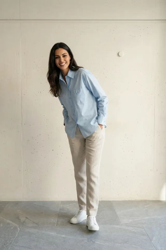 MY FASHION Long Cotton Textured Shirt