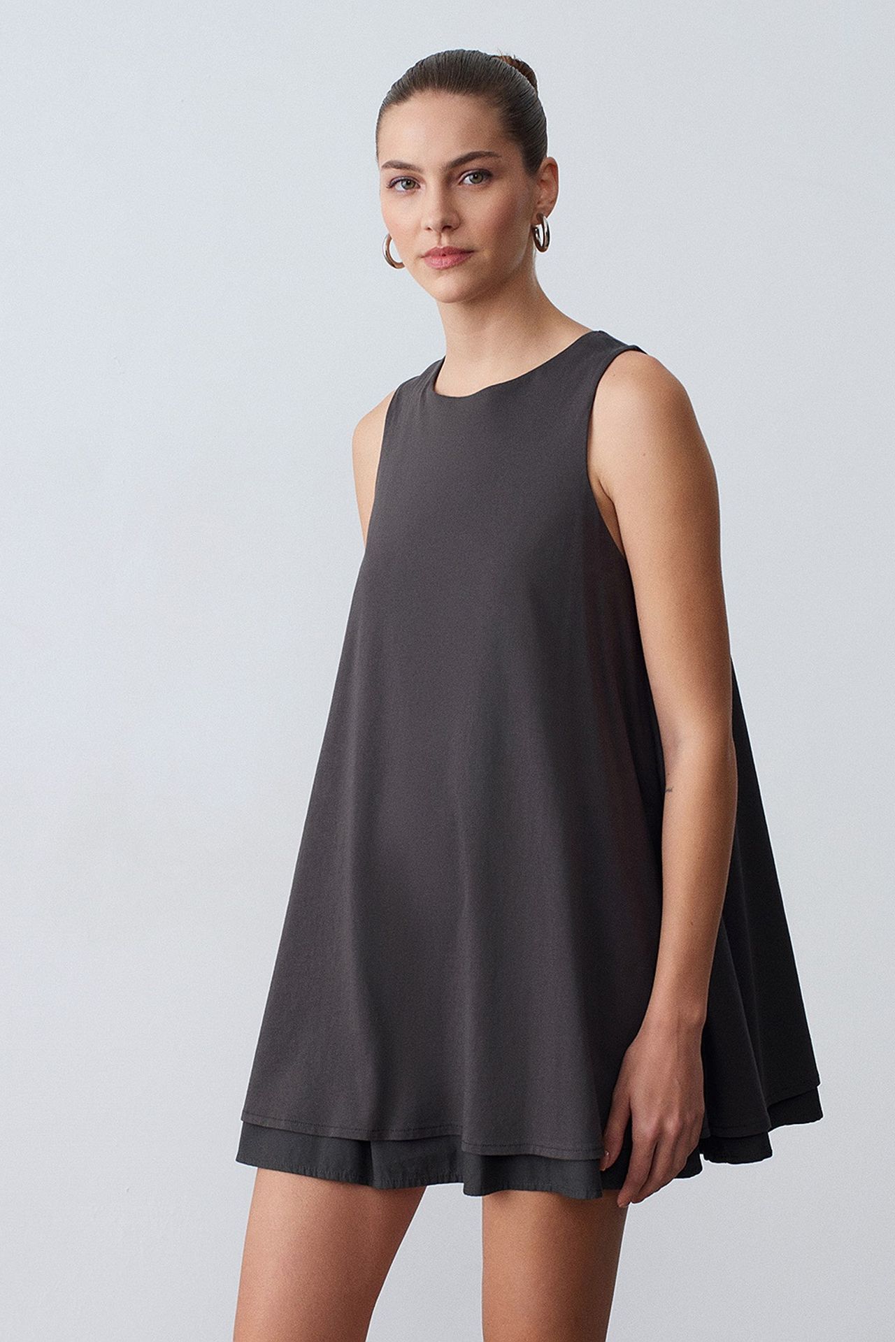 DILVIN Cotton Poplin Sleeveless Mini Shift Dress 1