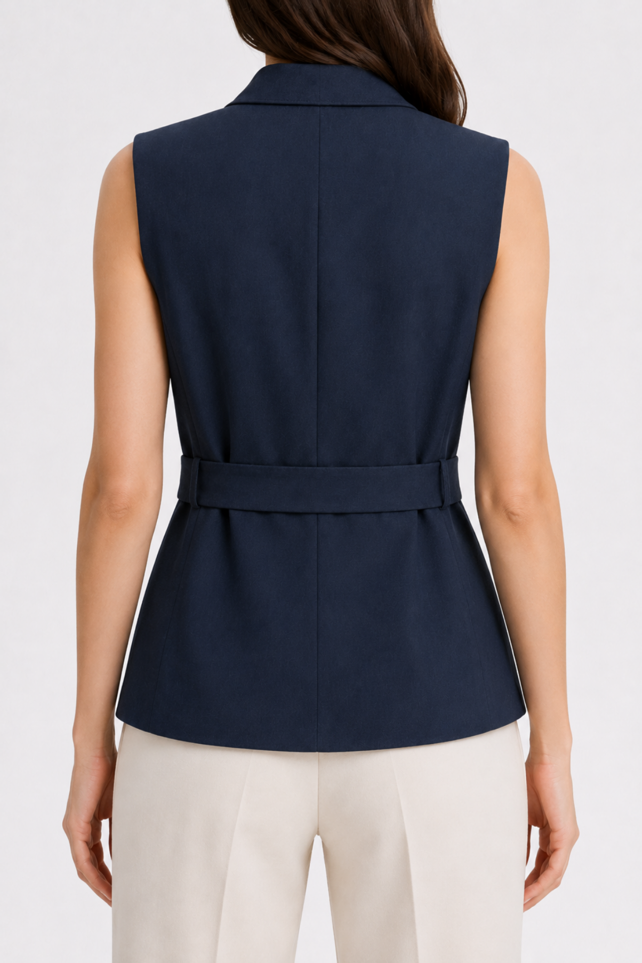 MIXRAY Belted Cotton-linen Waistcoat 5