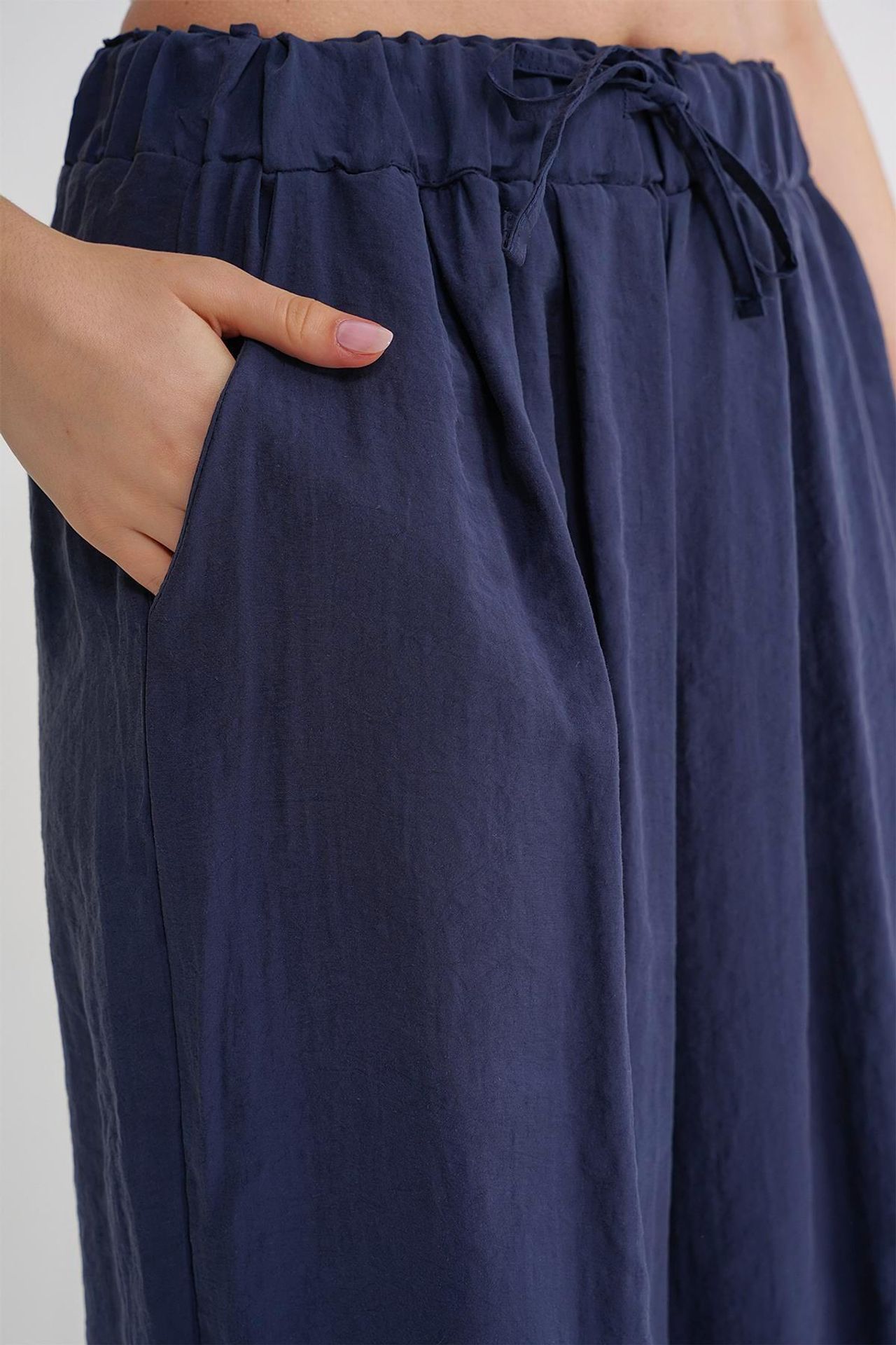Mixray High Waist Modal Pleated Palazzo Pants with Drawstring 6