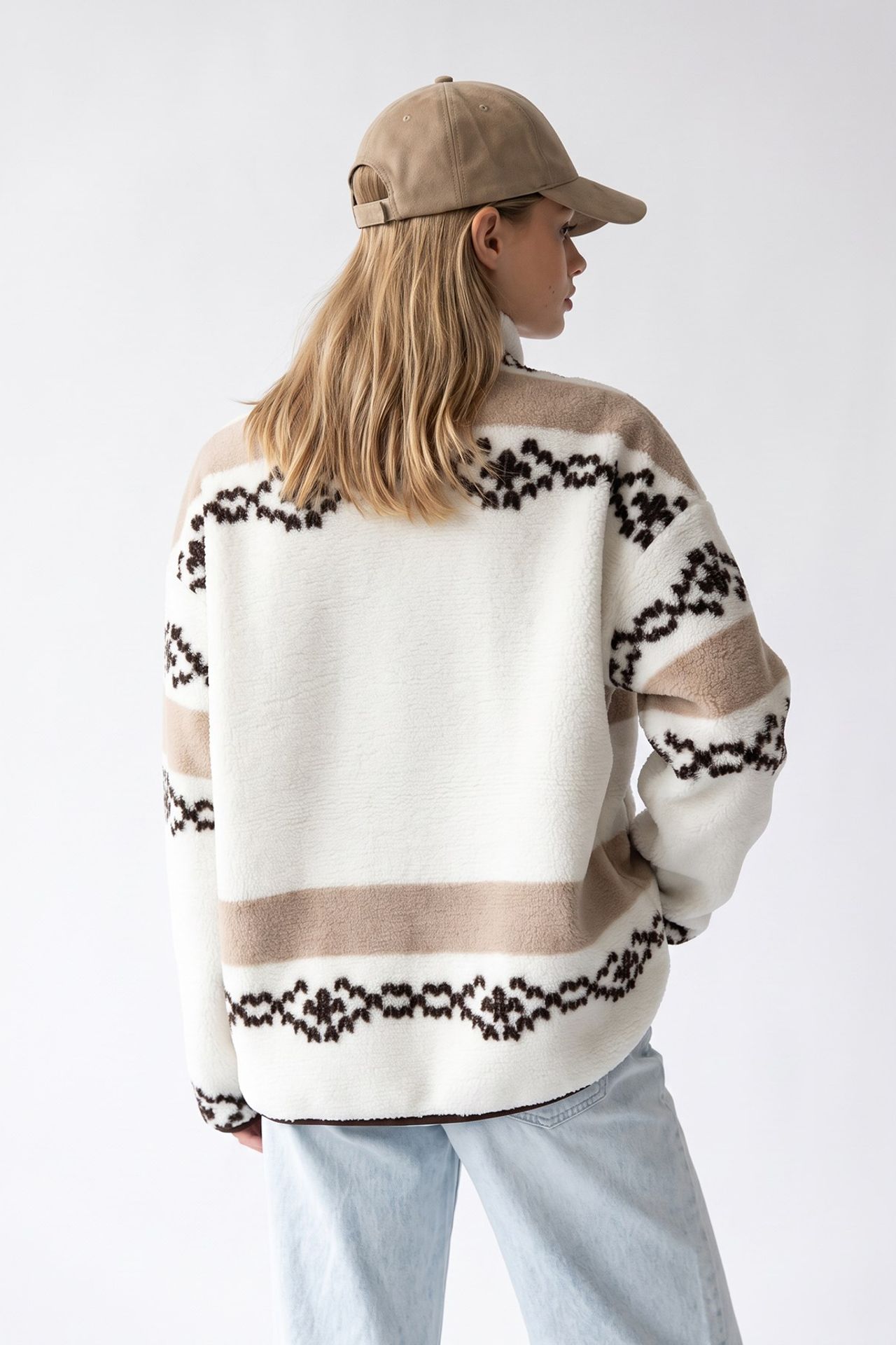 MIXRAY Kadın Geometrik Fermuarlı Yaka Sweatshirt 6