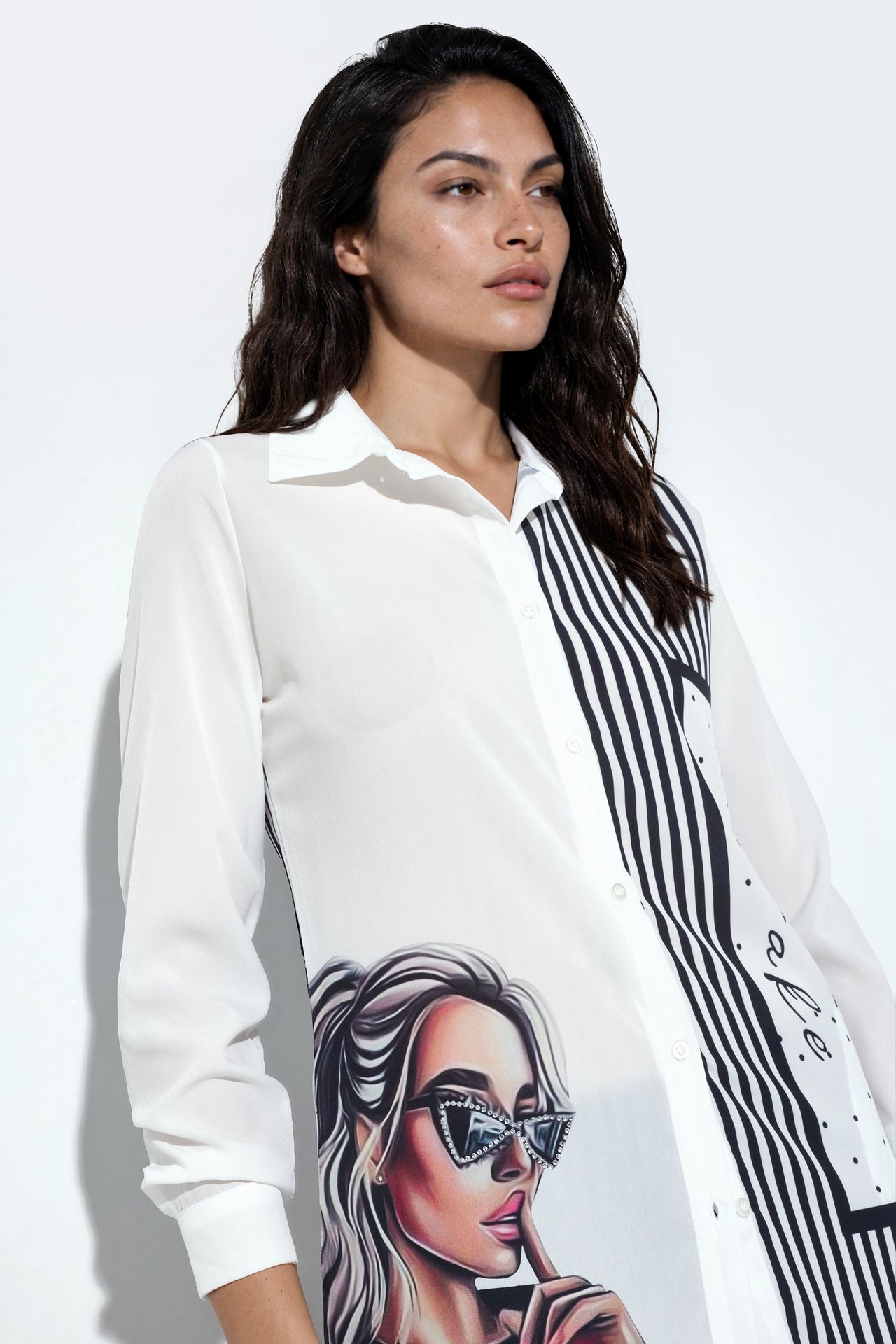 MSN Women's Long Striped Poplin Shirt 3