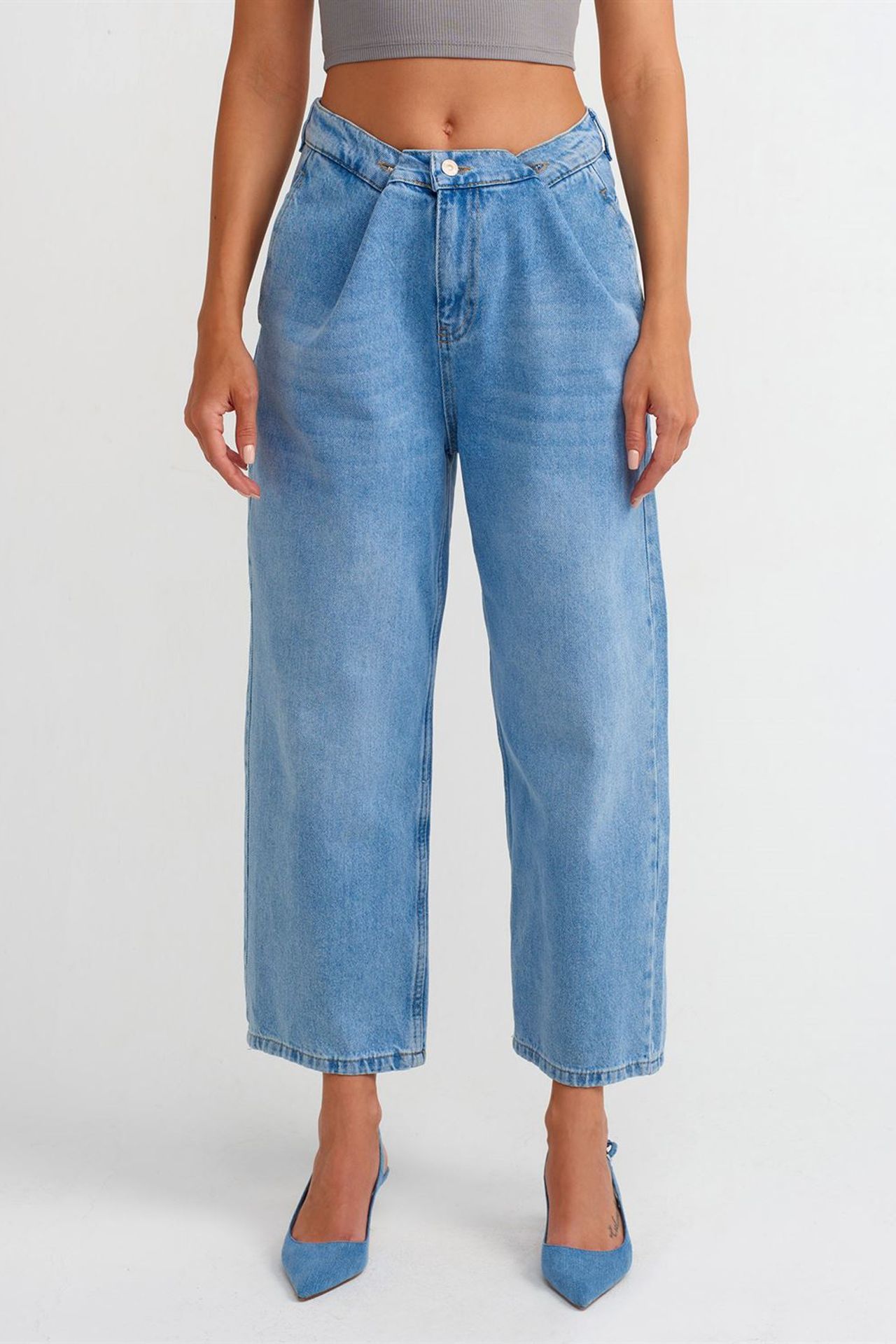 DILVIN Yüksek Bel Balon Kesim Capri Jean 3