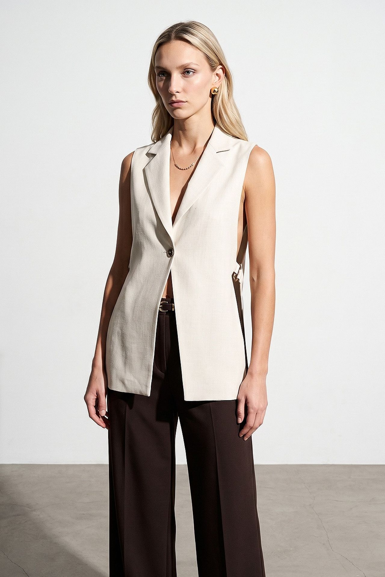 DILVIN Women's Solid Shawl-collar Waistcoat 2