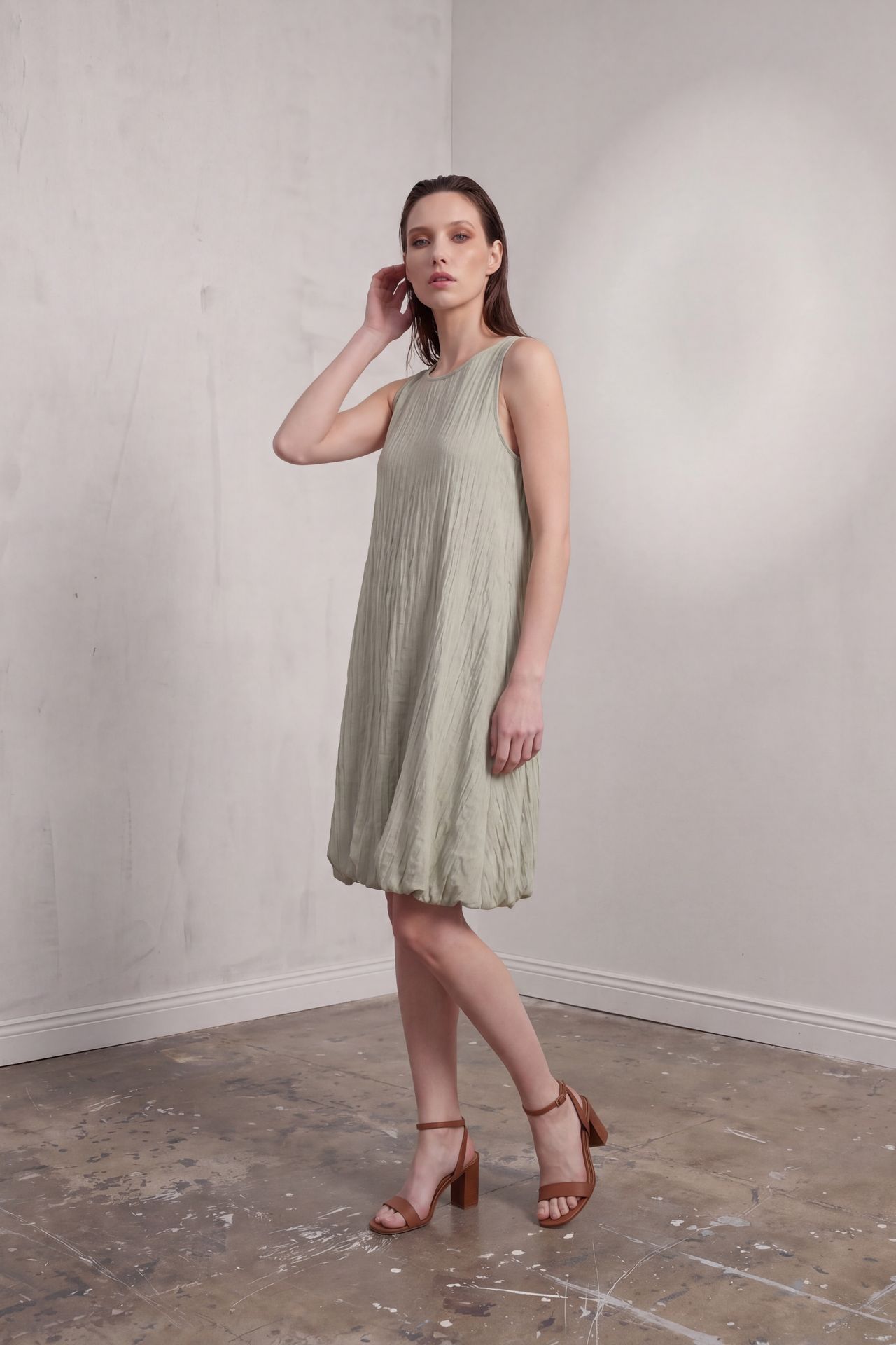 MY FASHION Loose Mini Dress in Textured Lyocell 3