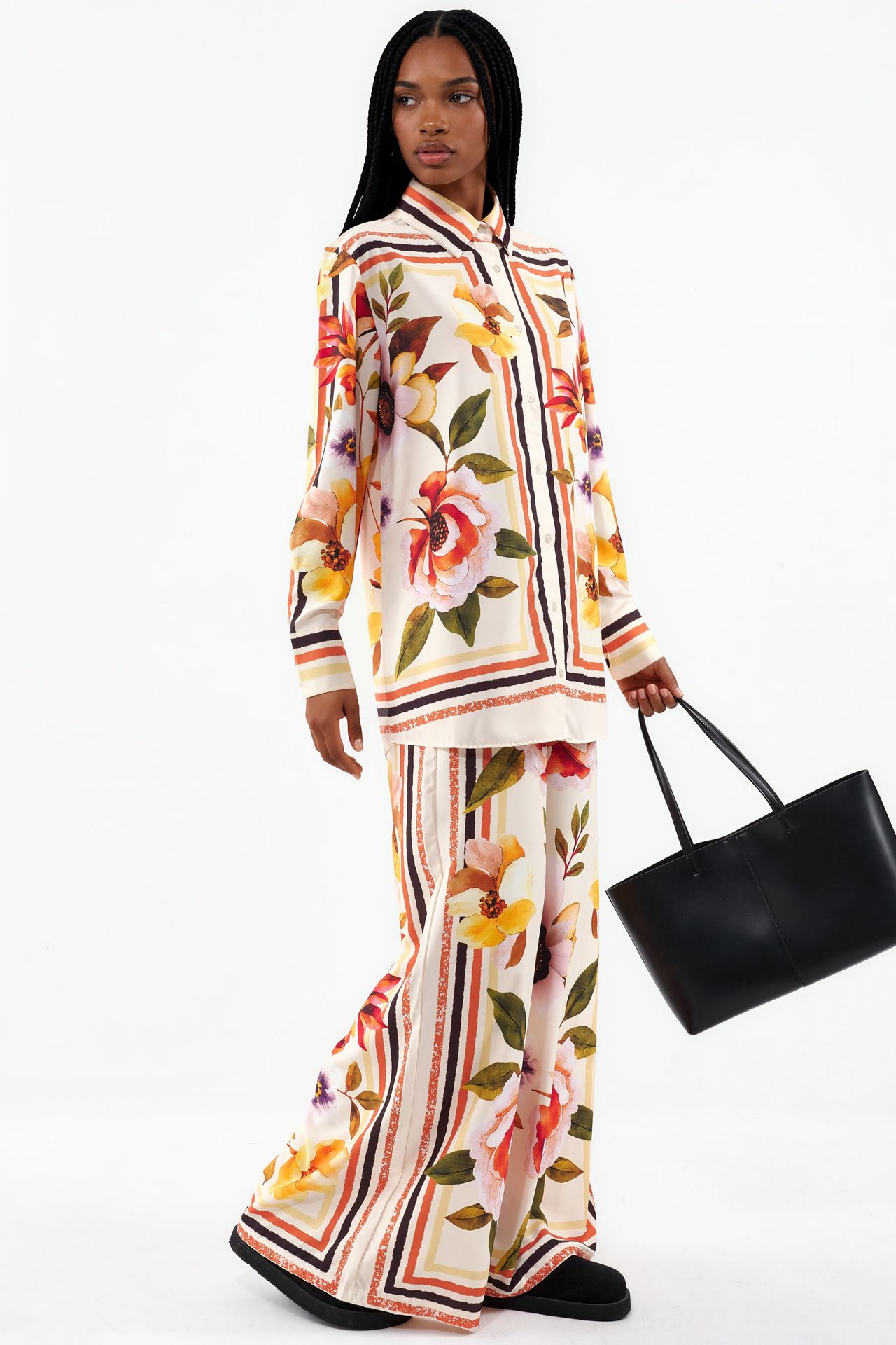 MSN Floral Shirt And Wide-leg Trouser Set 2