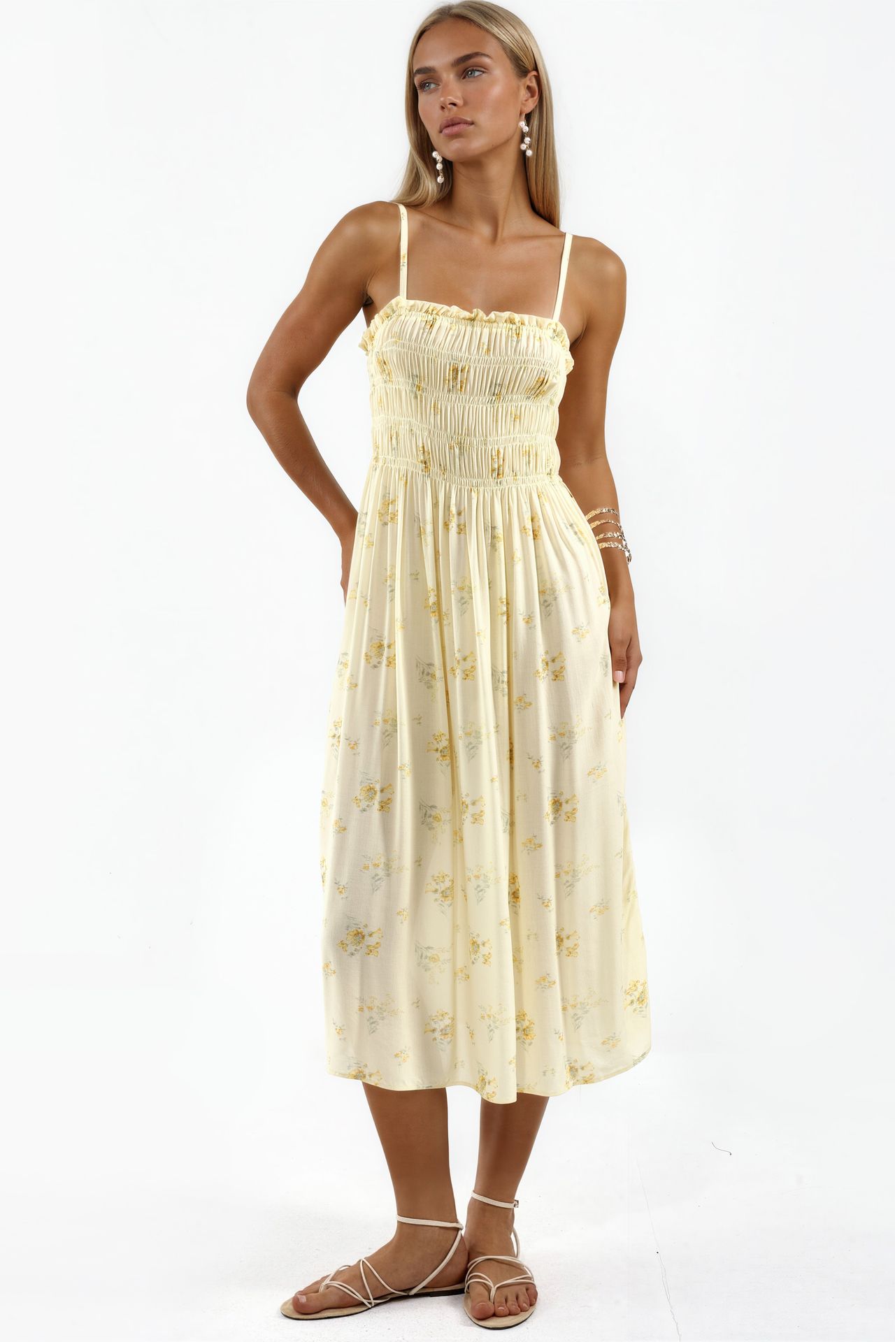 BUSEM Floral Cotton Poplin Midi Dress 1
