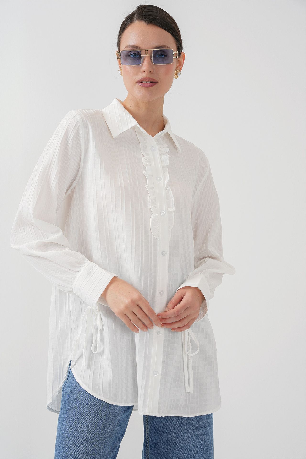 BDART Ruffle Detailed Textured Shirt 1