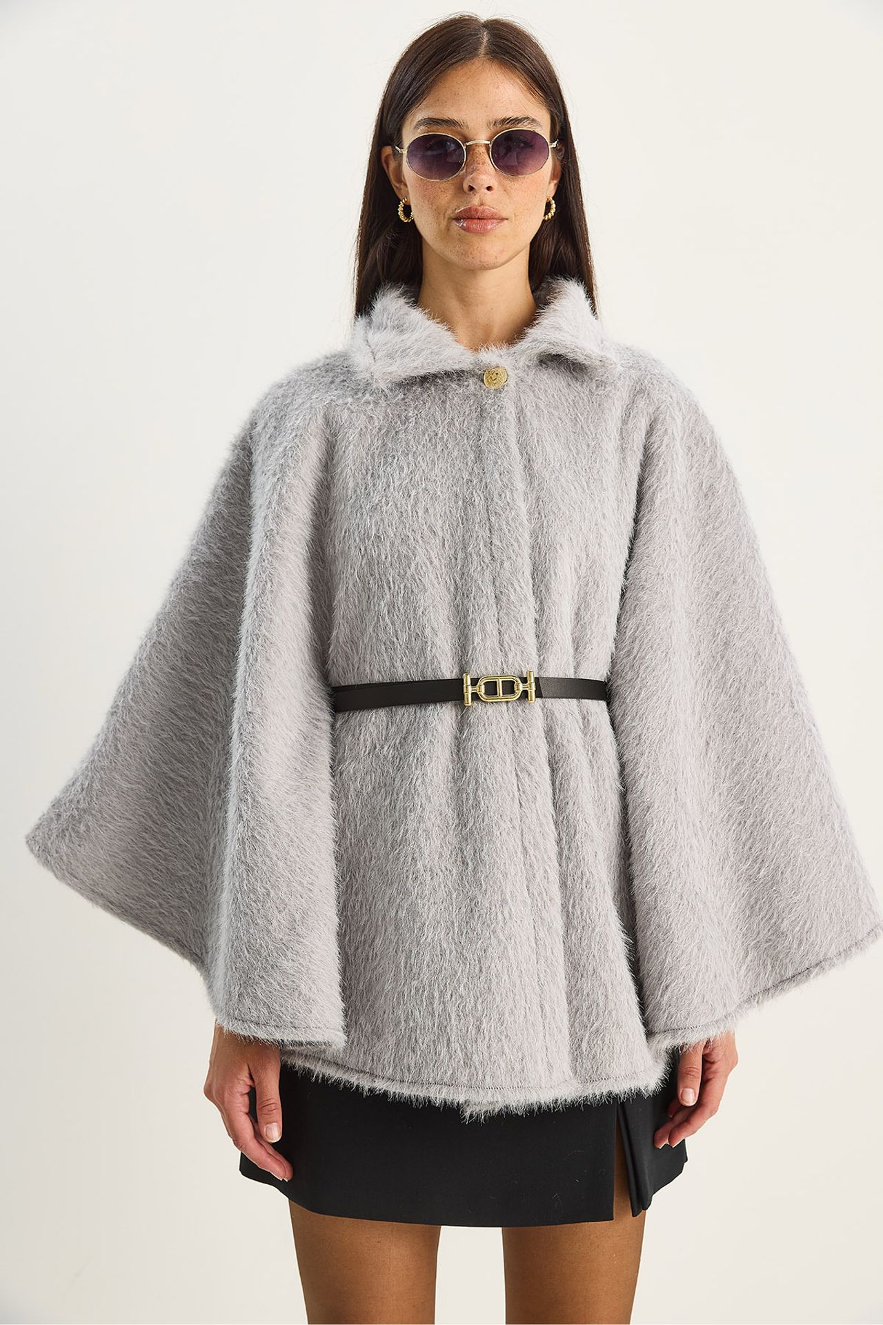 LUCCI Textured Oversized Button-Up Overcoat 4