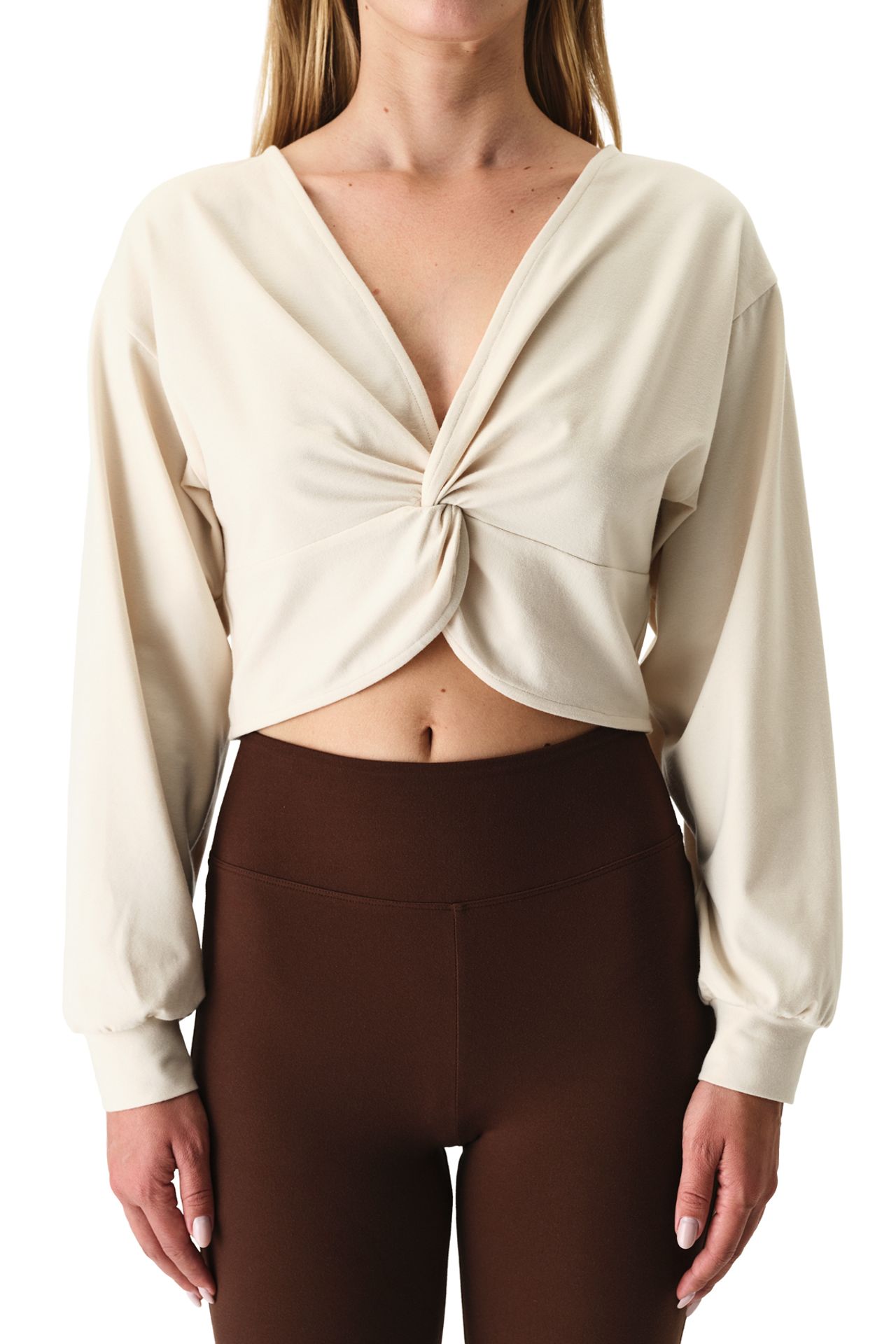 PENTI Oversized V-neck Midi Sweatshirt With Tie Detail 2