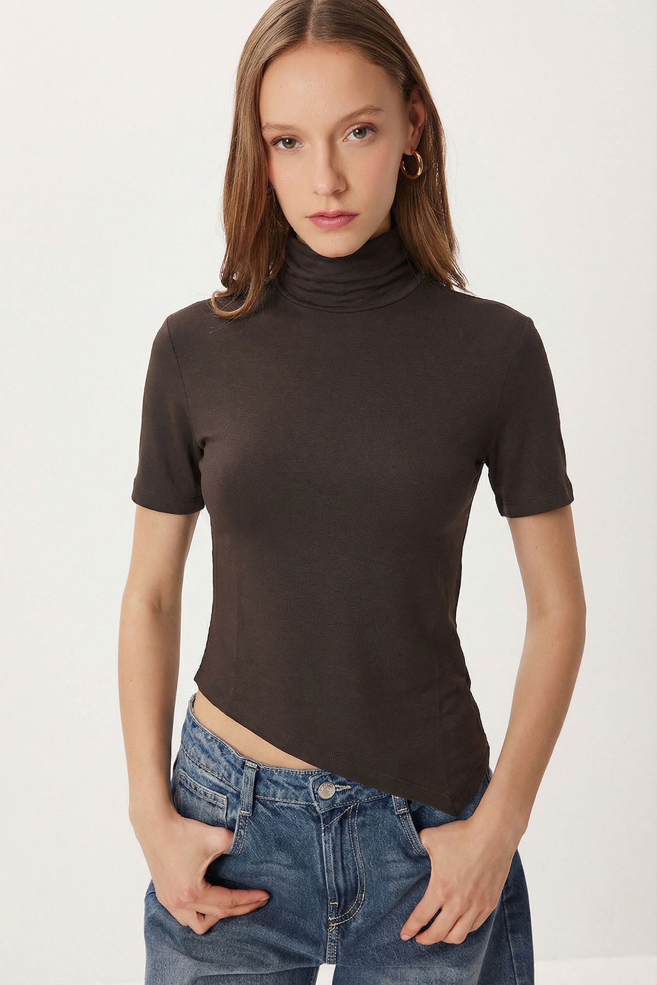 ISTANBUL Slim Fit Turtleneck Blouse 1