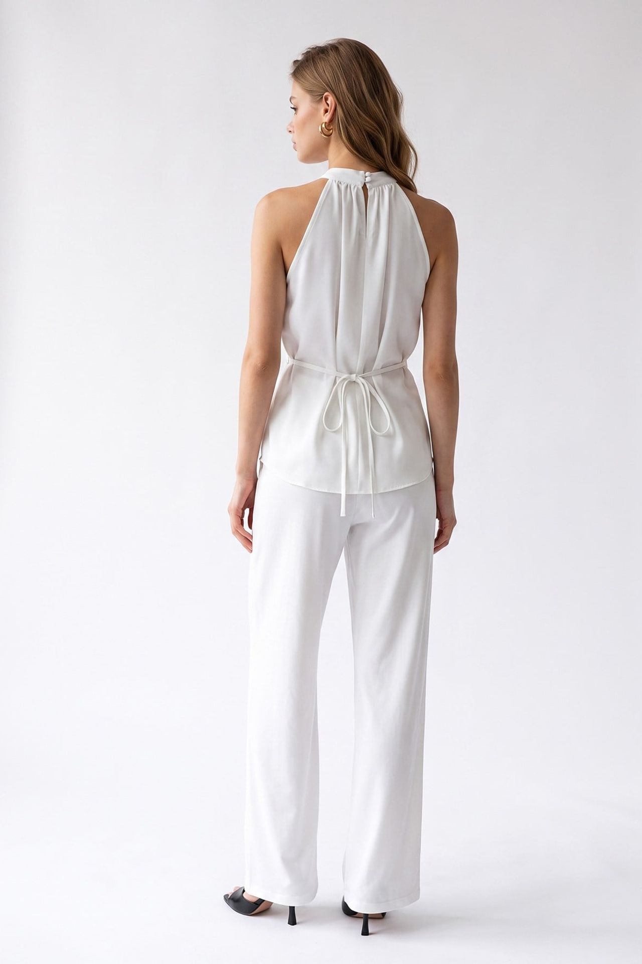 MIXRAY Halter Blouse And Wide-leg Pants Set 5