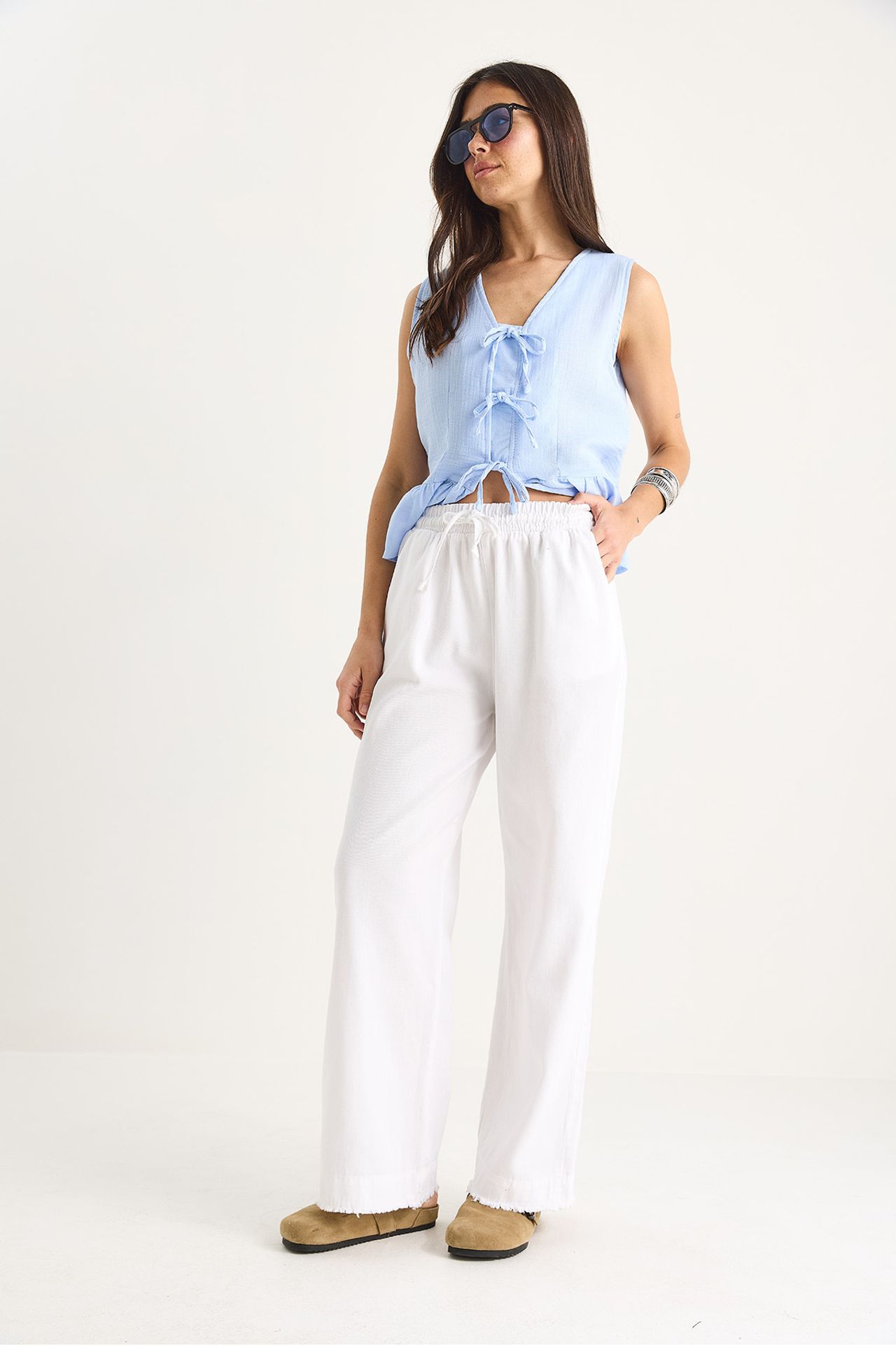 LUCCI Elastic Waist Straight Leg Pants 4