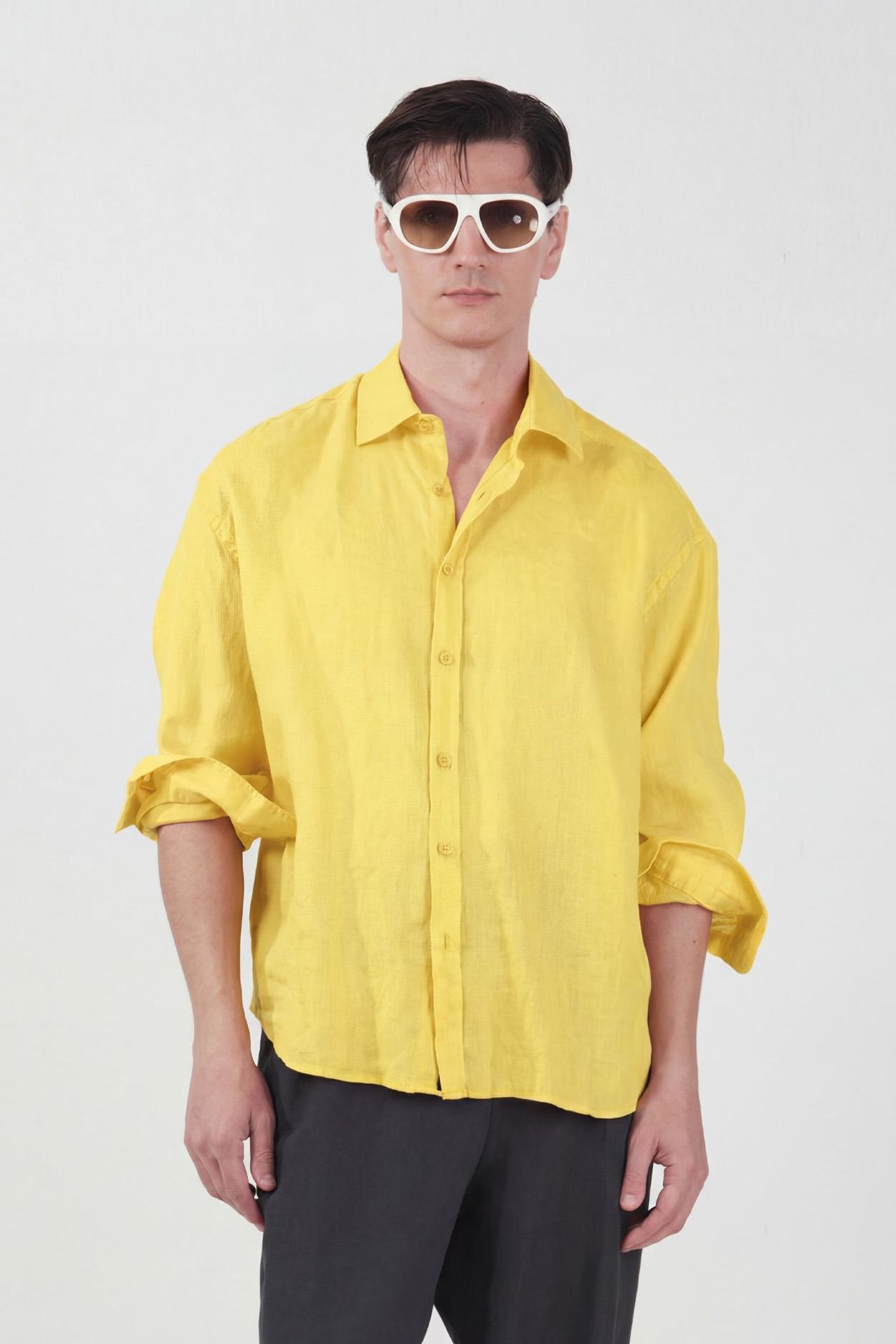 GIESTO Men's Oversized Linen Shirt 4