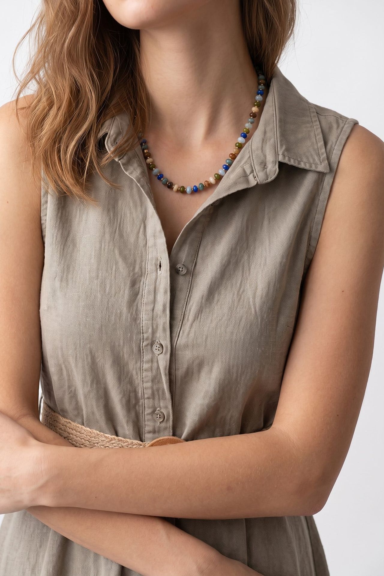 MIXRAY Belted Cotton Poplin Midi Shirt Dress 2