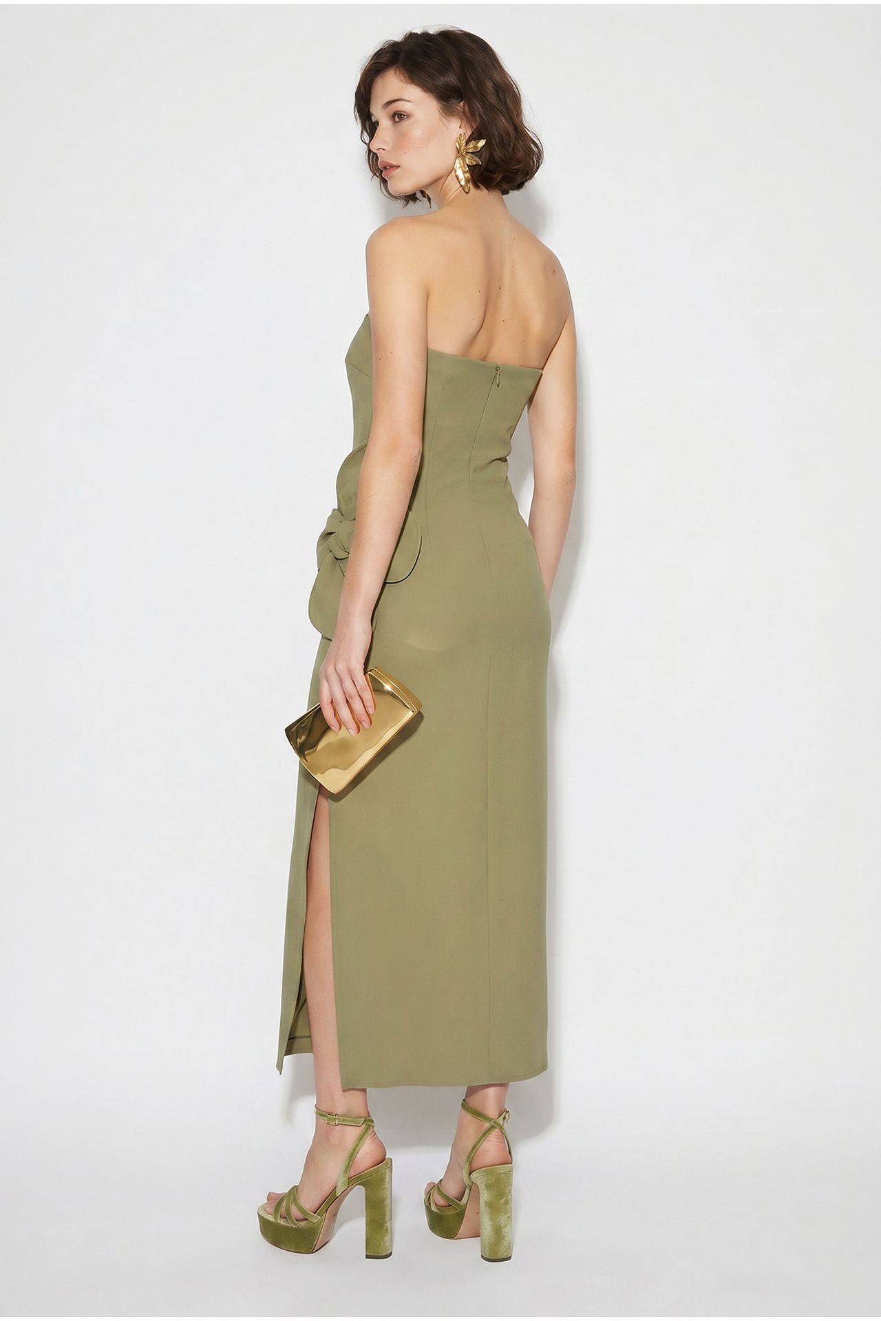 LUCCI Strapless Floral Maxi Dress with Bow Detail 6