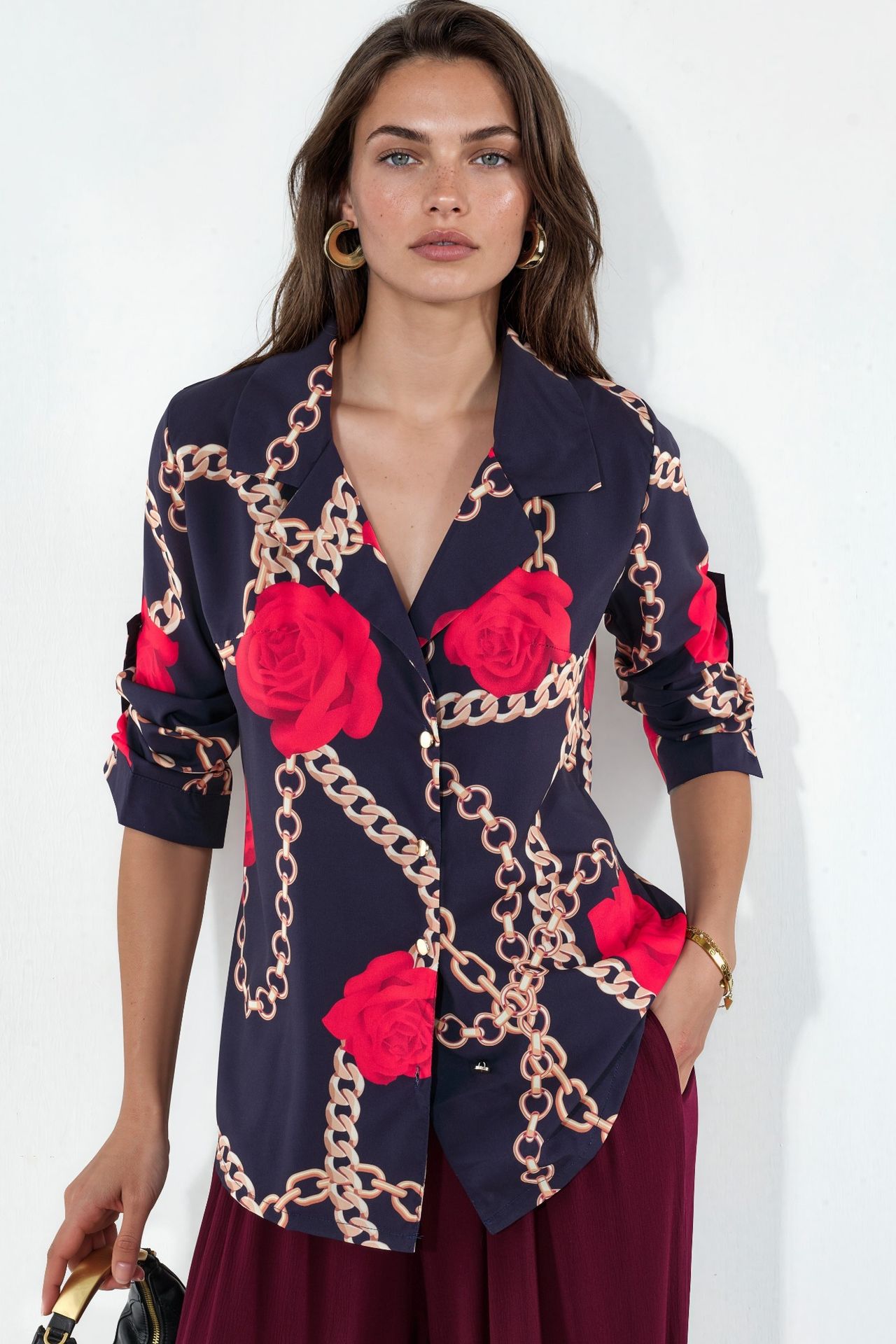 MSN Floral Crepe Button-Front Shirt 1