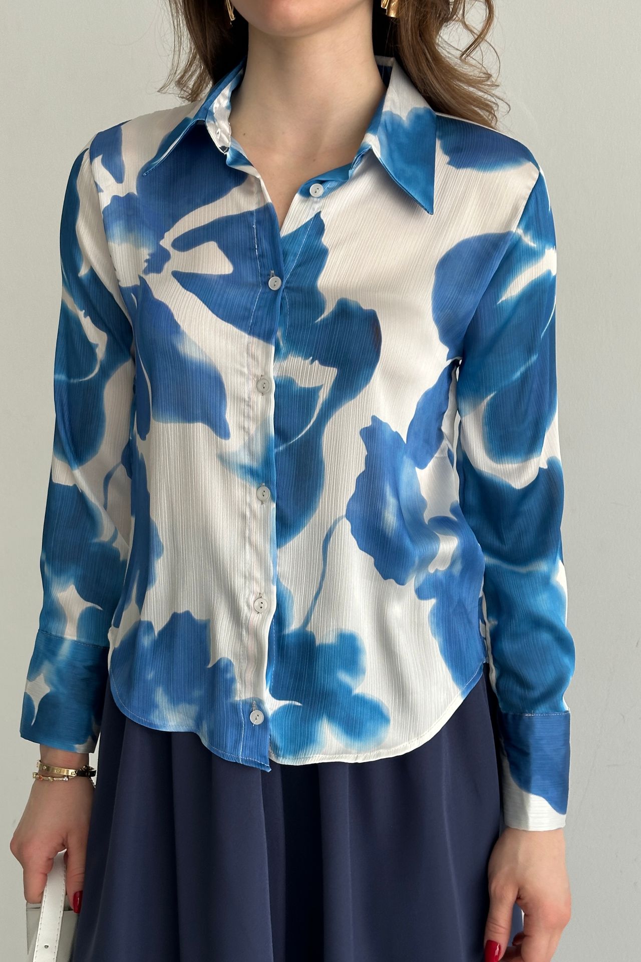 MY FASHION Textured Abstract Print Button-Up Shirt 2