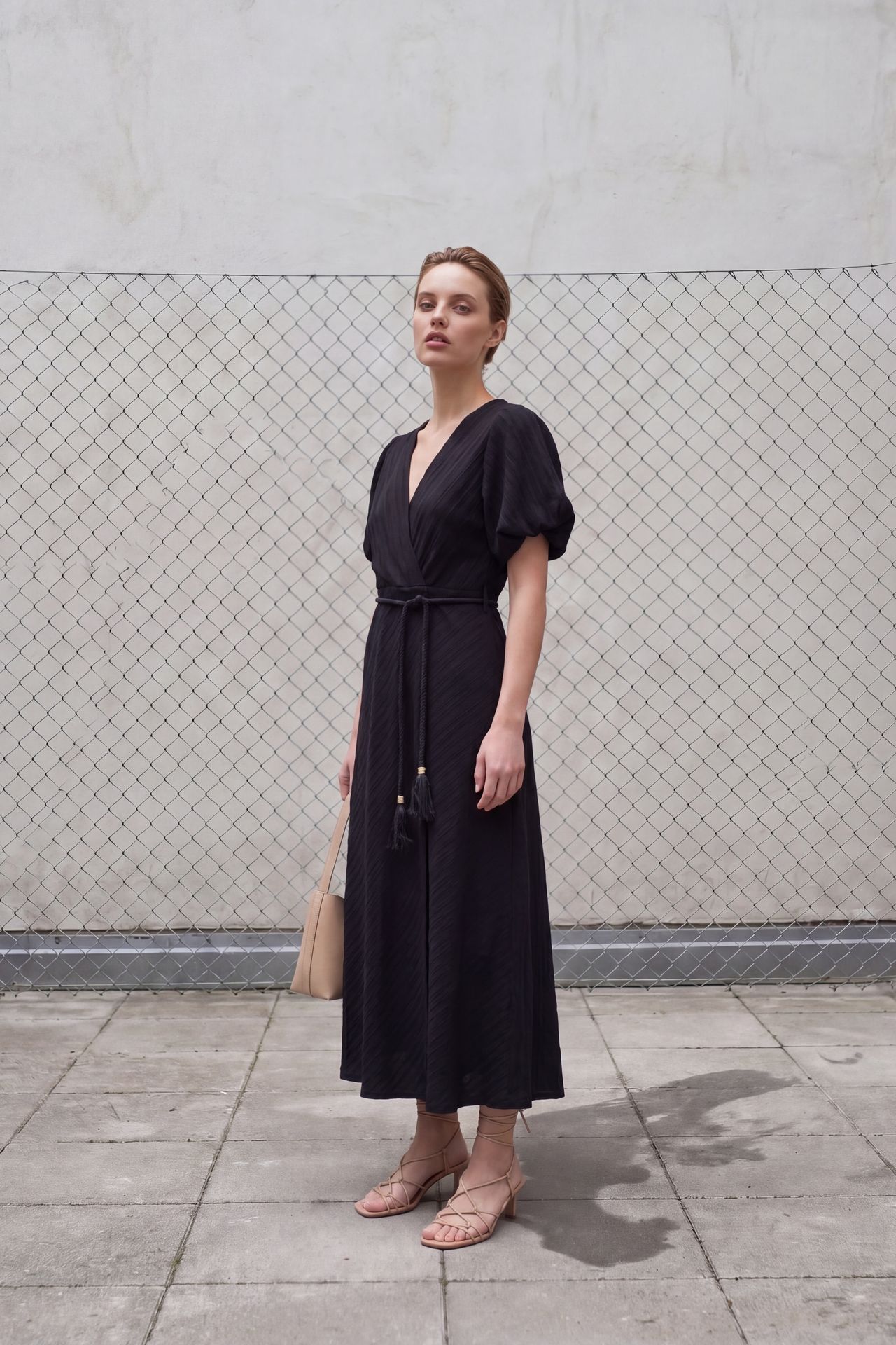 MY FASHION Belted V-Neck Maxi Wrap Dress 2
