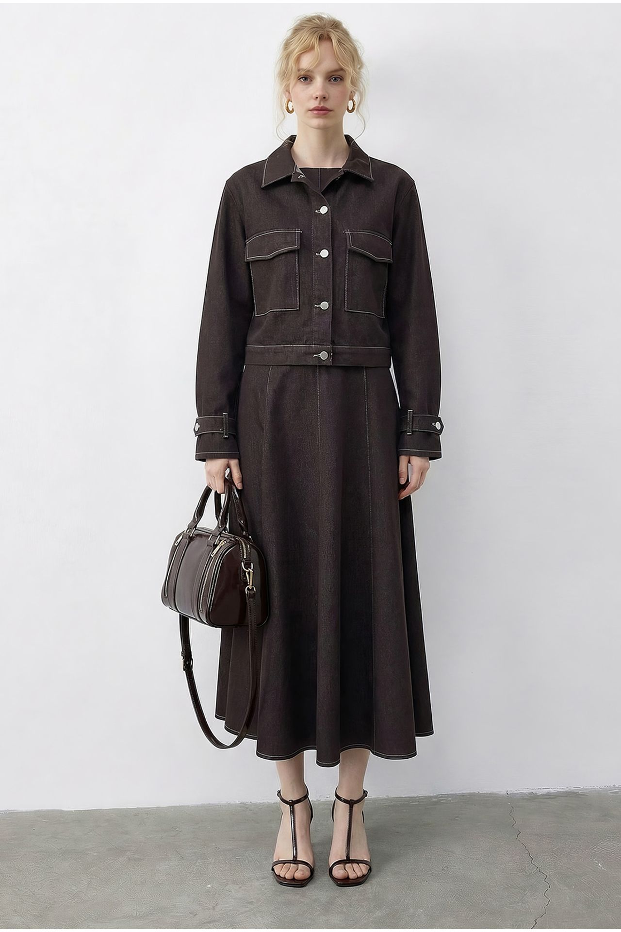 LUCCI Denim Jacket and Wide-Leg Pants Set 2