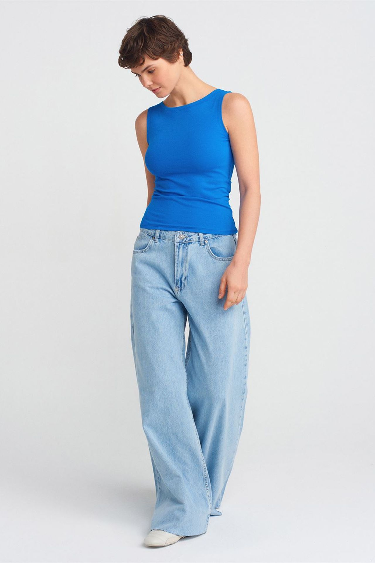 DILVIN Women's High-Waist Wide-Leg Cotton Jeans