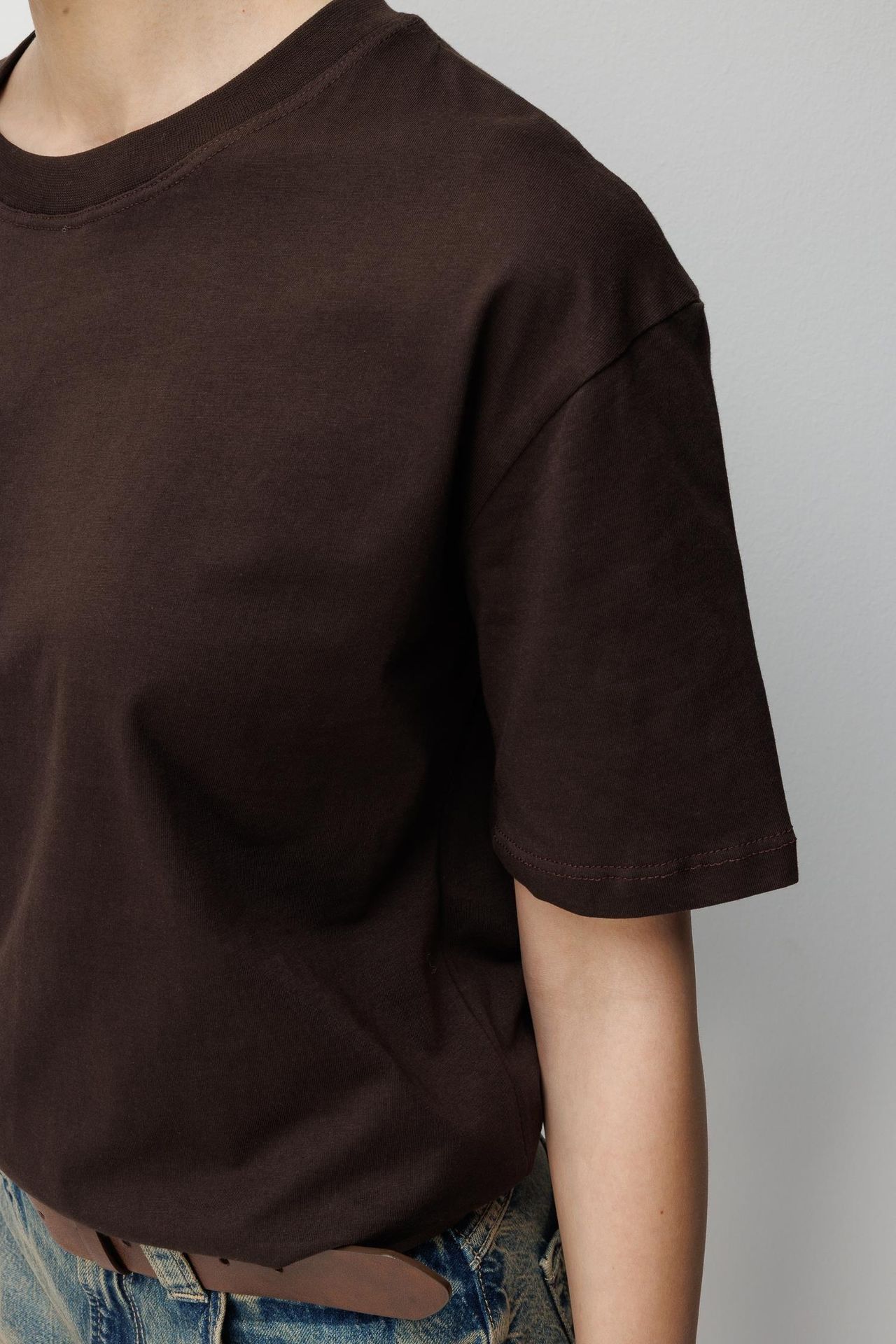 MIXRAY Oversized Ribbed Crew Neck Two-Piece T-Shirt Set 4