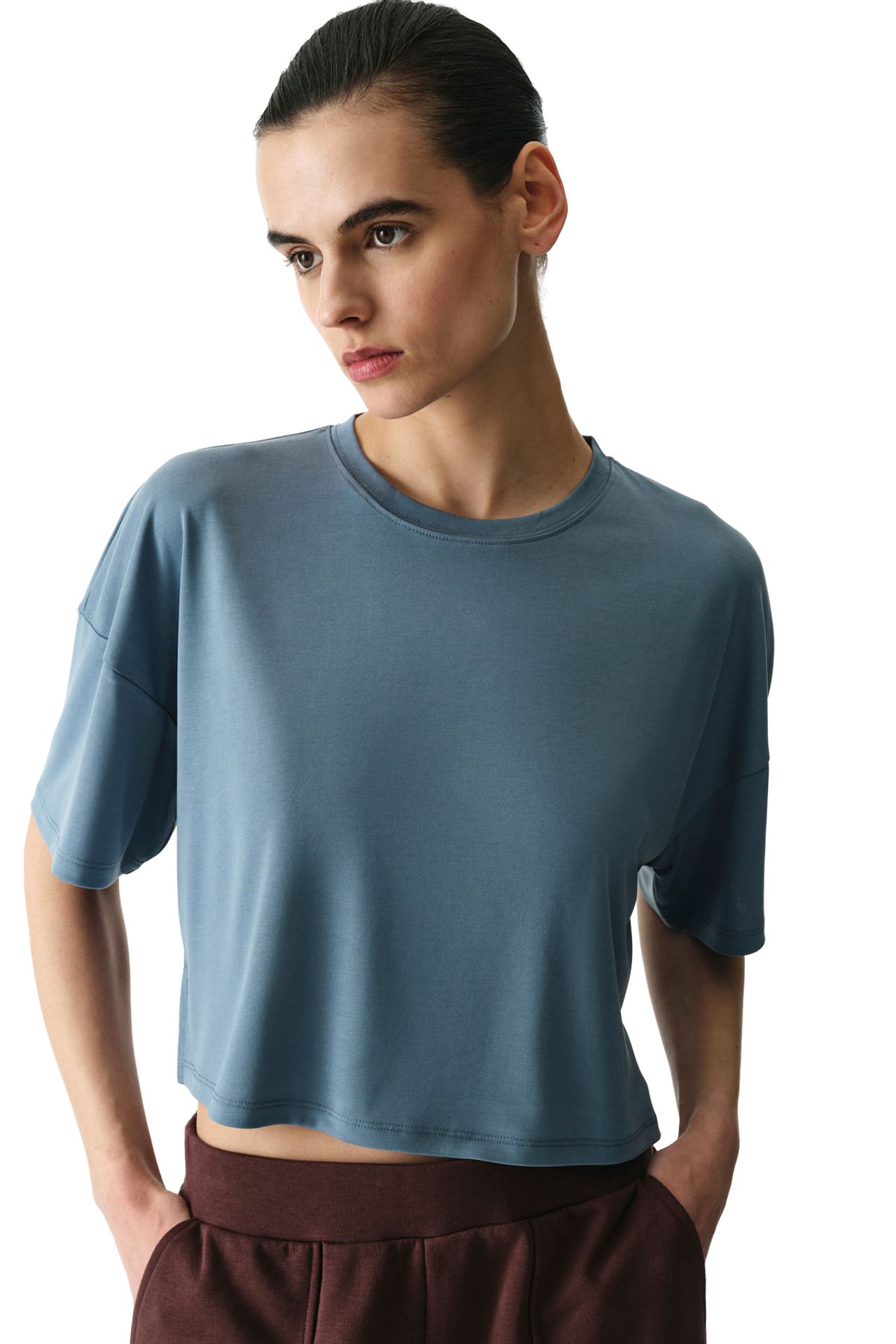 PENTI Modal Crop T-shirt With Slit 3
