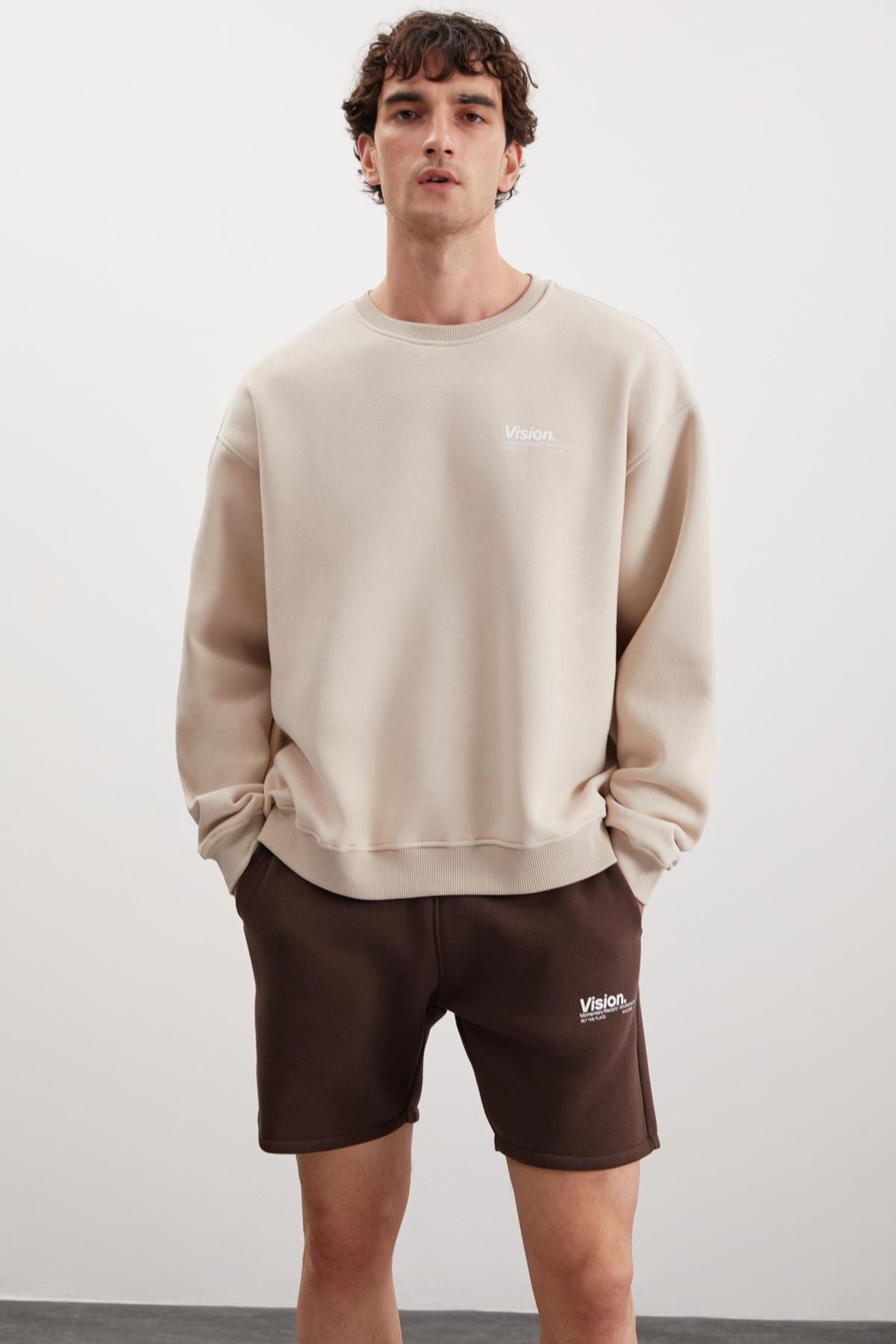 GRIMELANGE Baskılı Geniş Kalıp Bisiklet Yaka Sweatshirt 4
