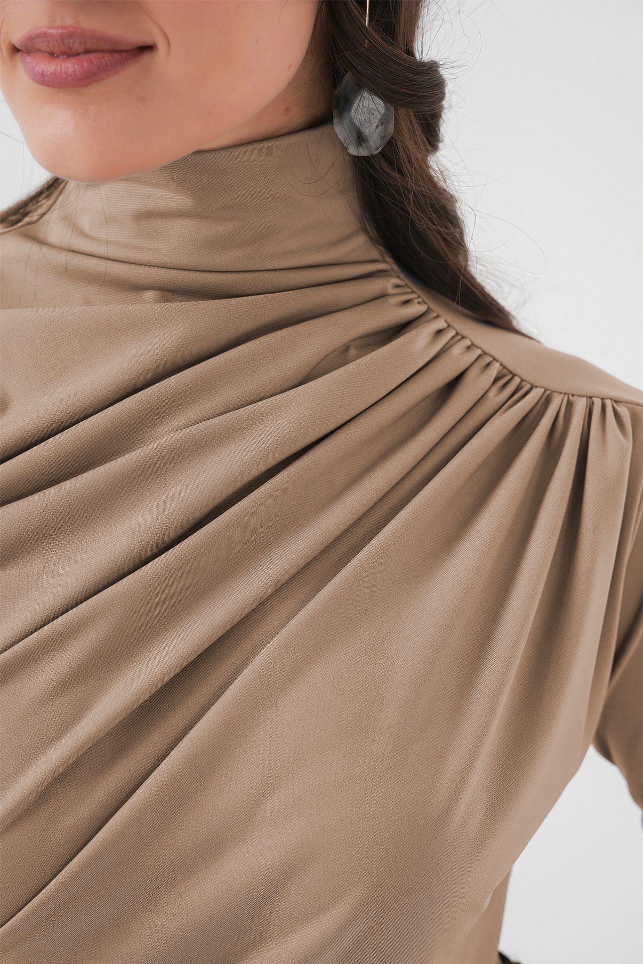 BDART Fitted Turtleneck Blouse with Drape Detail 2