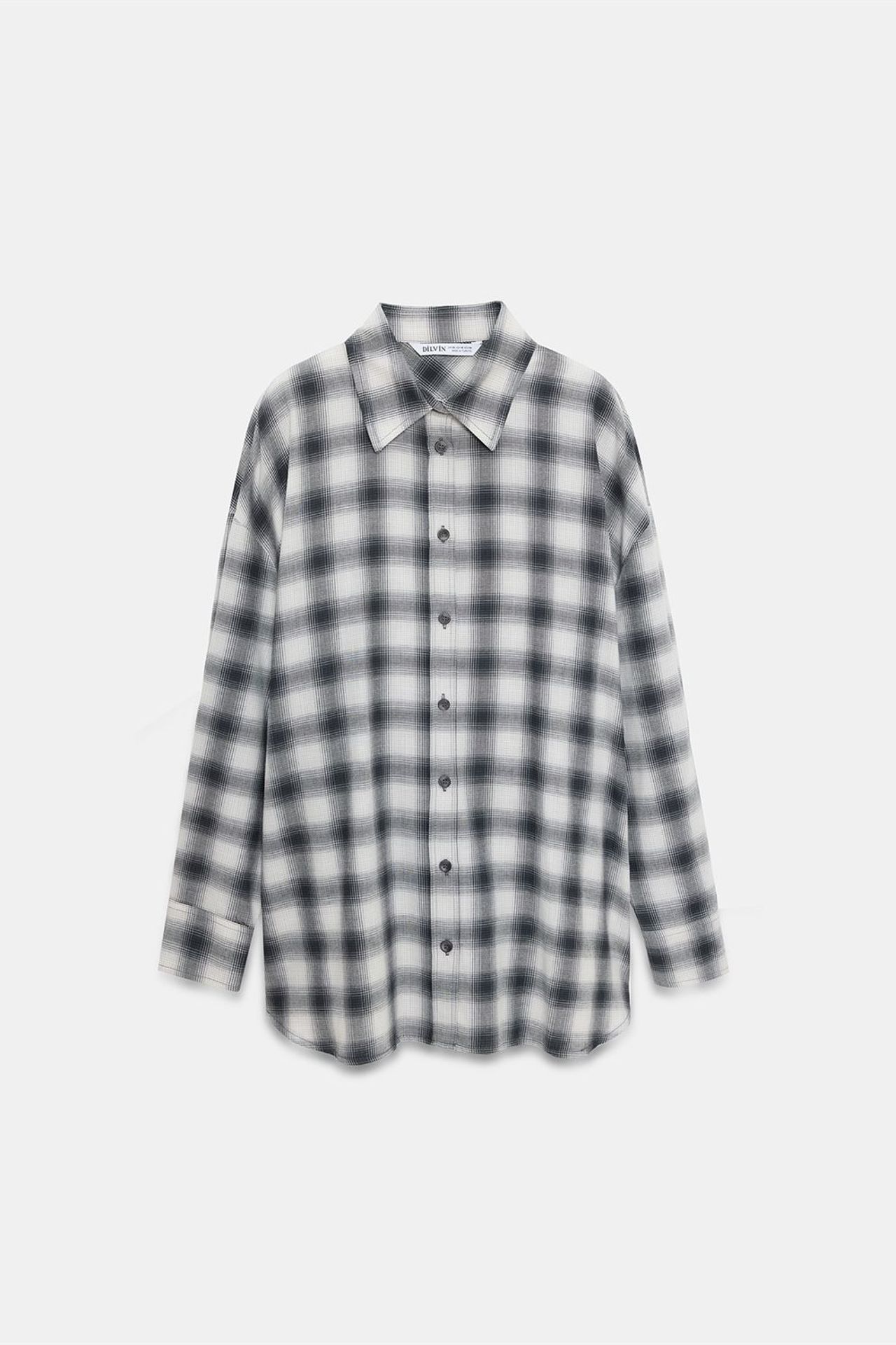 DILVIN Oversized Plaid Long-Sleeve Shirt 5