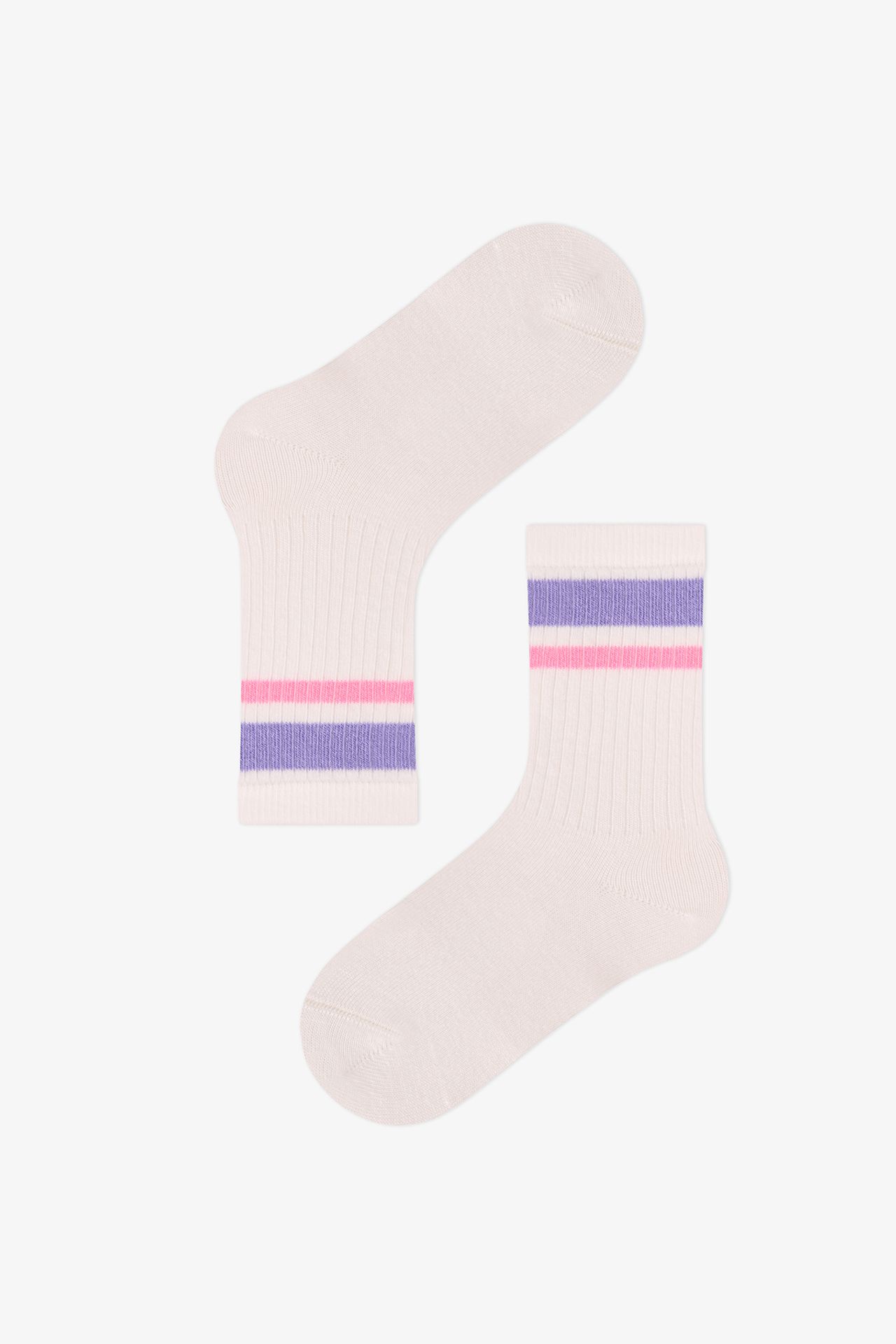 PENTI Girls' Mist Striped 2-Pack Crew Socks 3