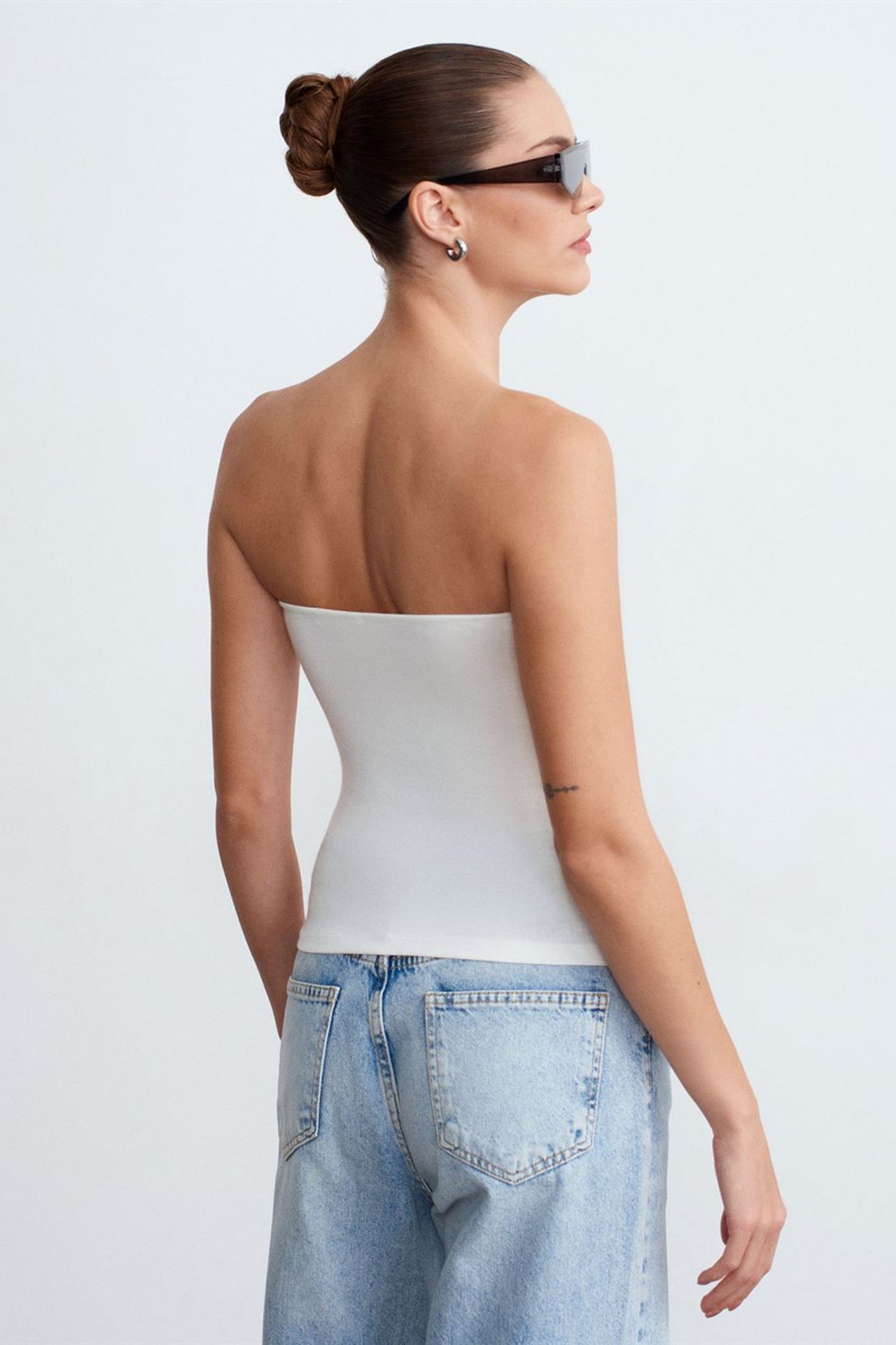 DILVIN Slim Fit Strapless Bandeau Blouse 2