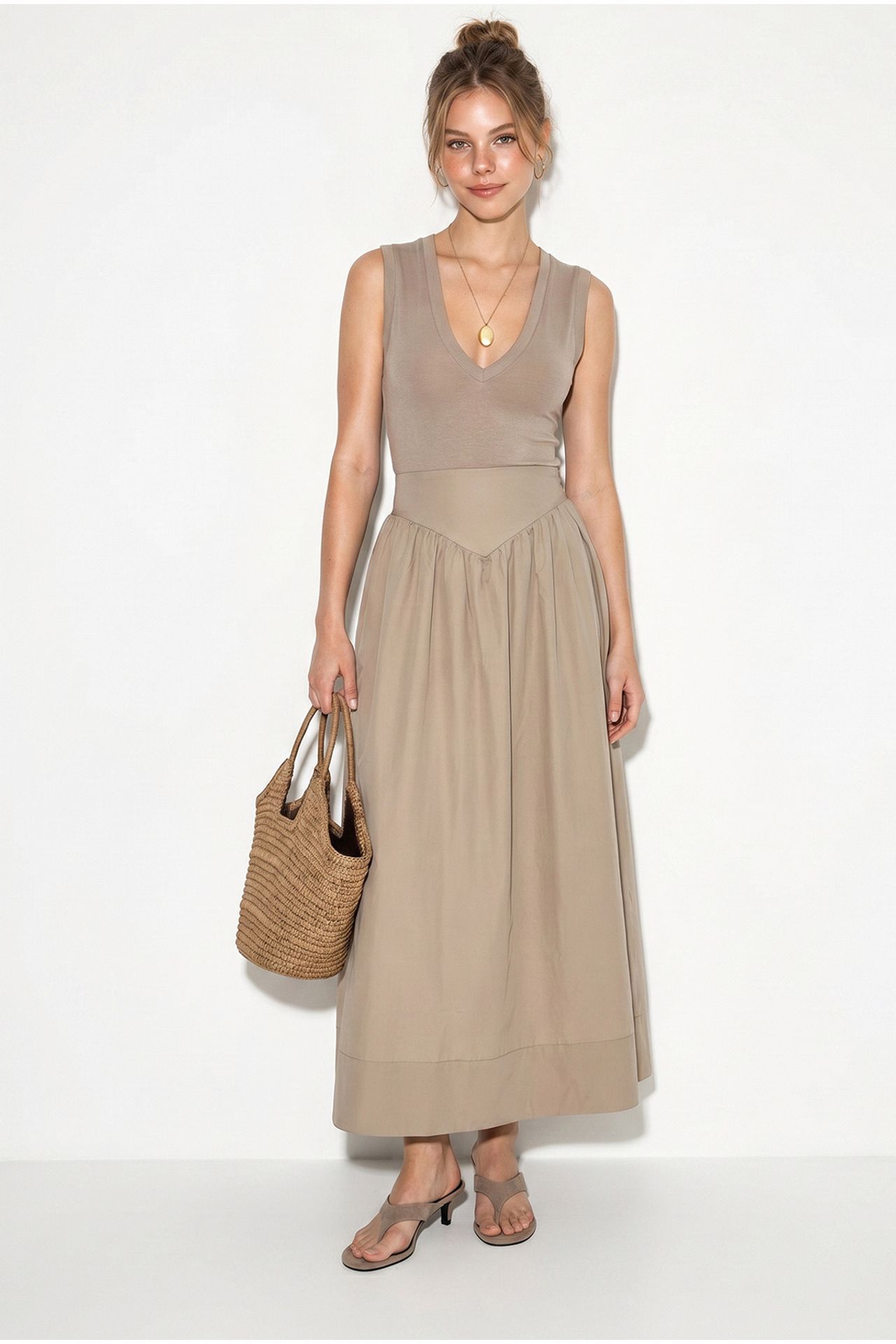 LUCCI High-Waist Maxi Skater Skirt 1