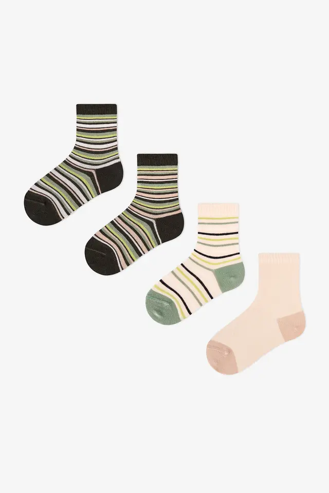 PENTI Boys' Woodland Greens Striped 2-Pack Crew Socks