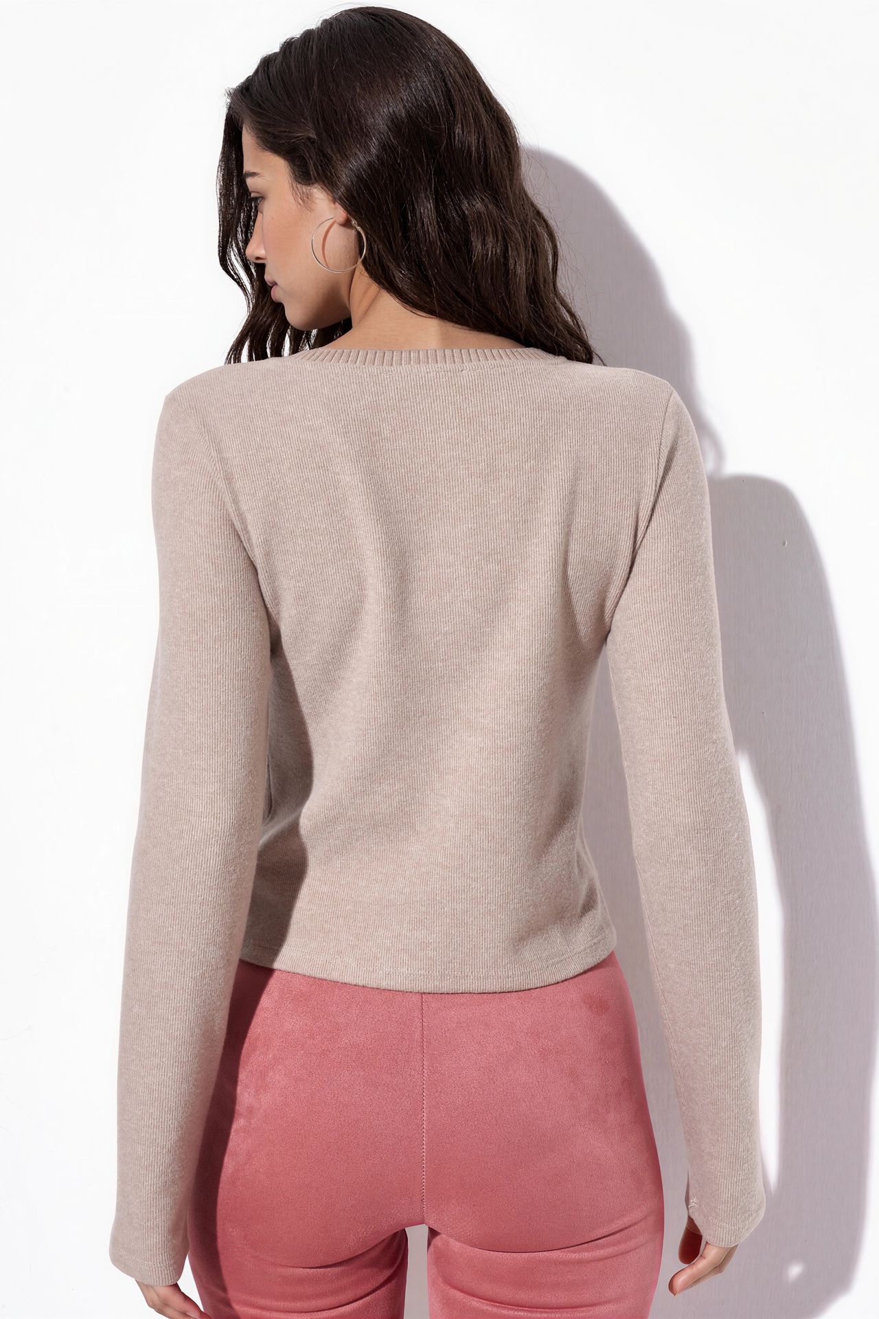 BUSEM Women's Cropped Ribbed Button Cardigan 3