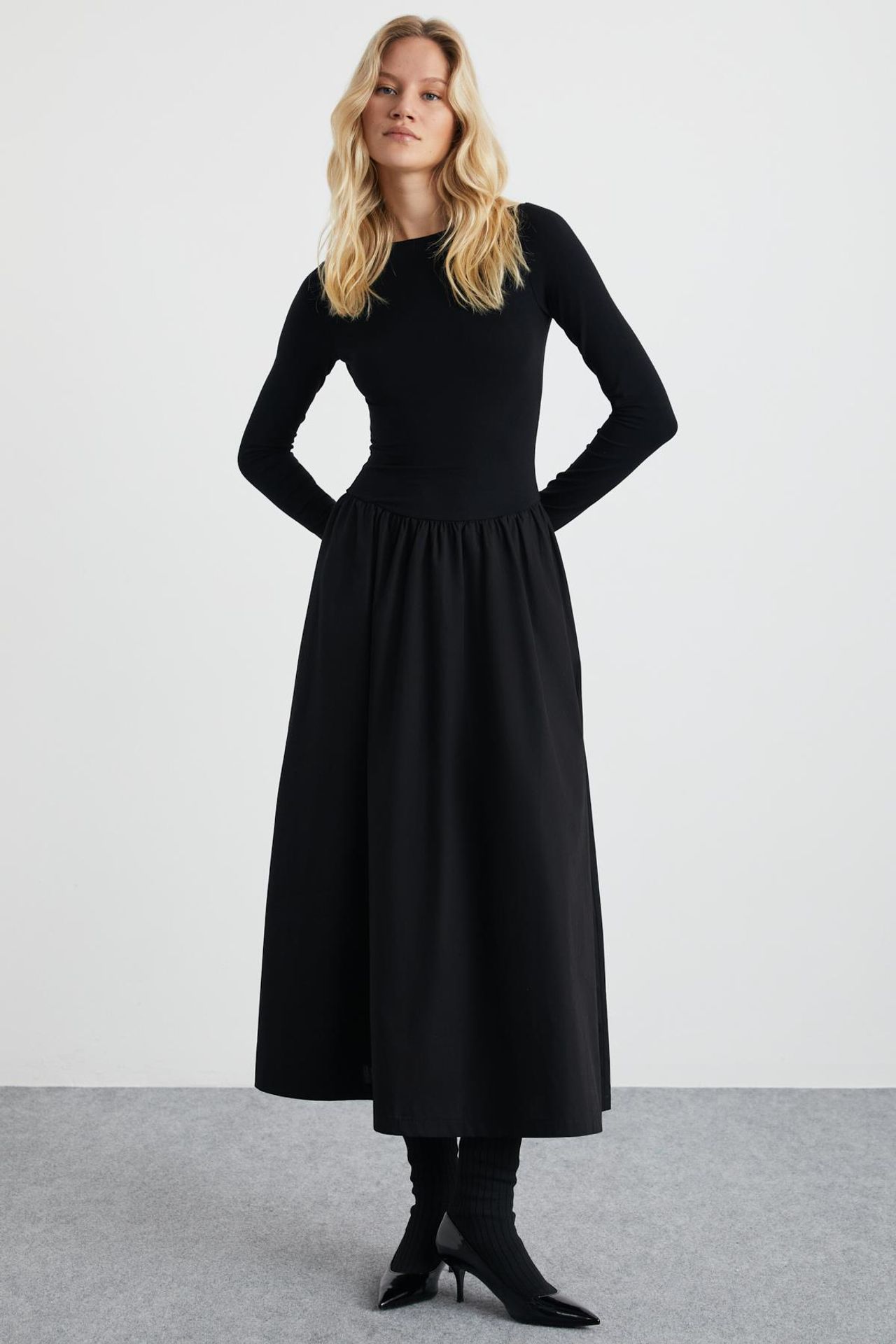 GRIMELANGE Boat Neck Pleated Maxi Dress 4