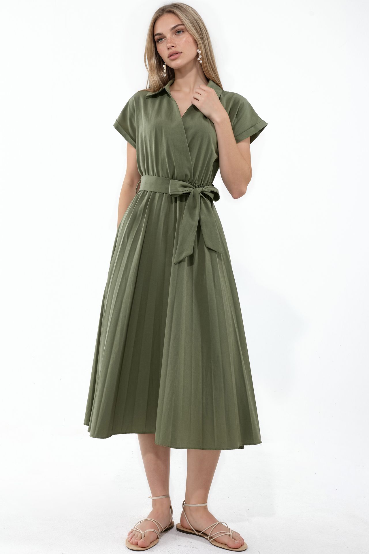 BUSEM Belted Wrap Midi Dress 1