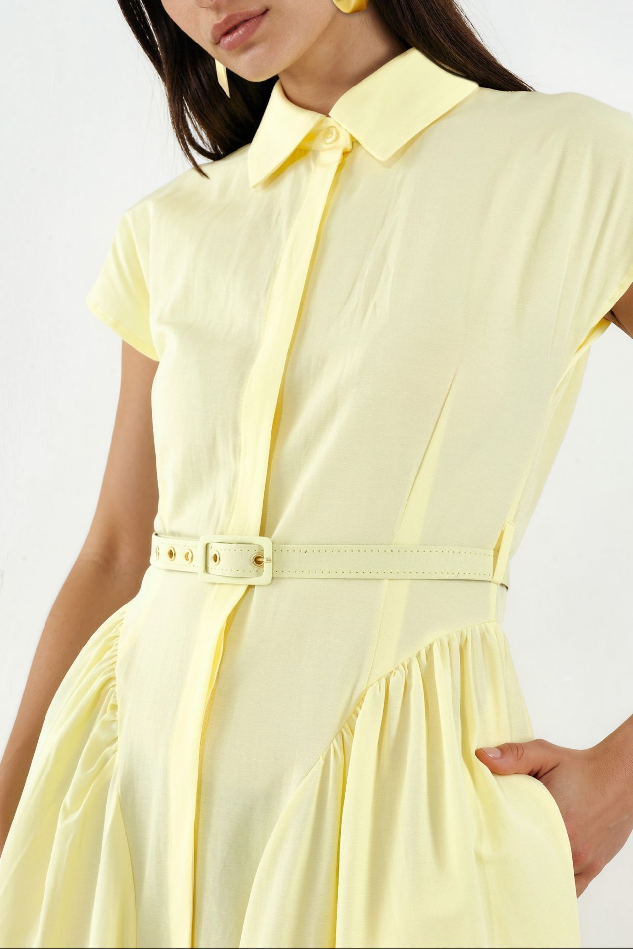 BUSEM Belted Midi Dress with Shirt Collar 4