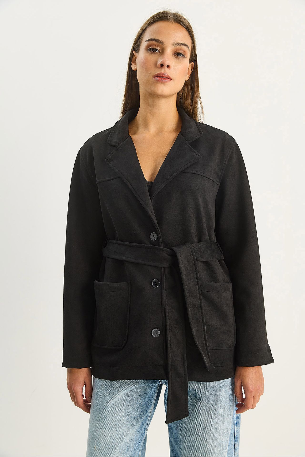 LUCCI Faux Suede Button-Up Jacket 6