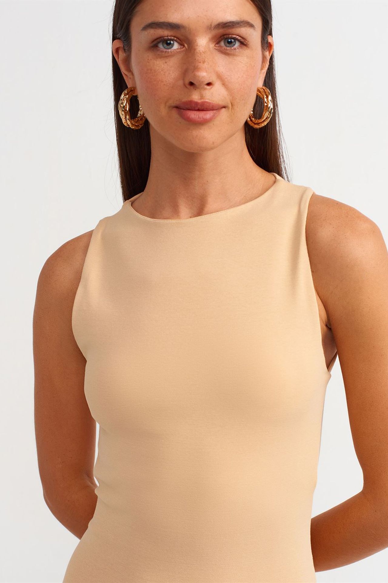 DILVIN Kolsuz Bodycon Mini Elbise 4